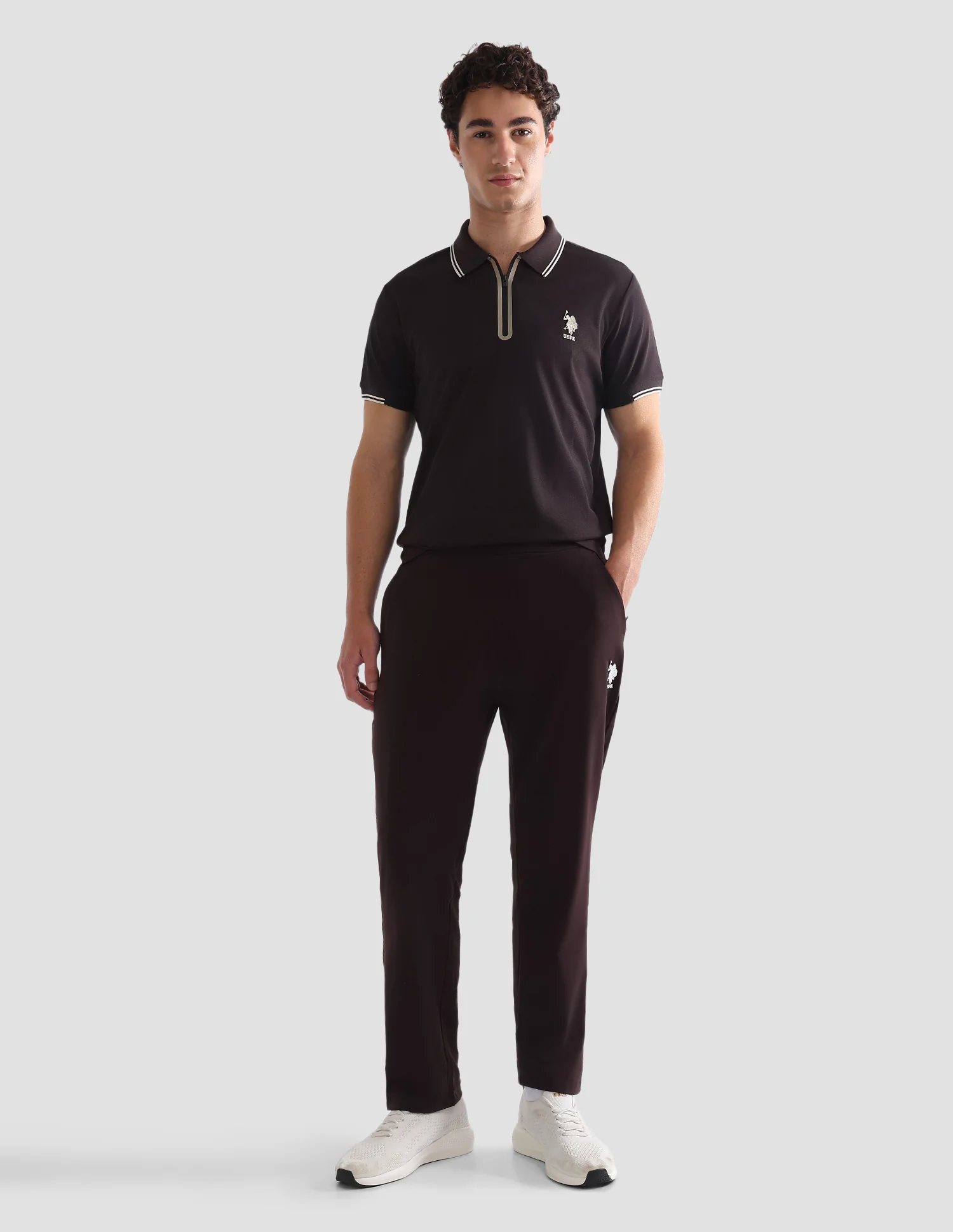 Solid Stripe Detail Slim Fit Active Polo Shirt - Image 3
