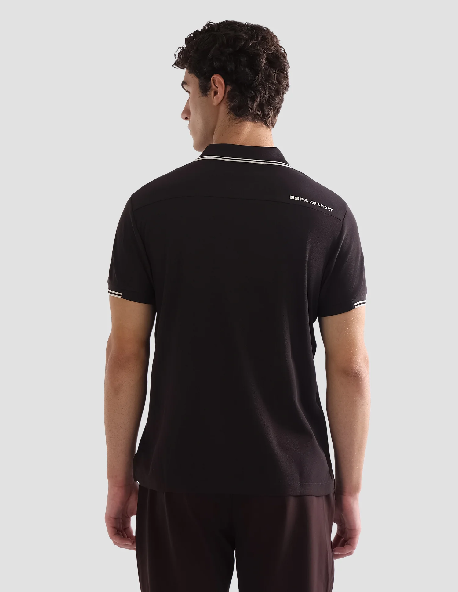 Solid Stripe Detail Slim Fit Active Polo Shirt - Image 5
