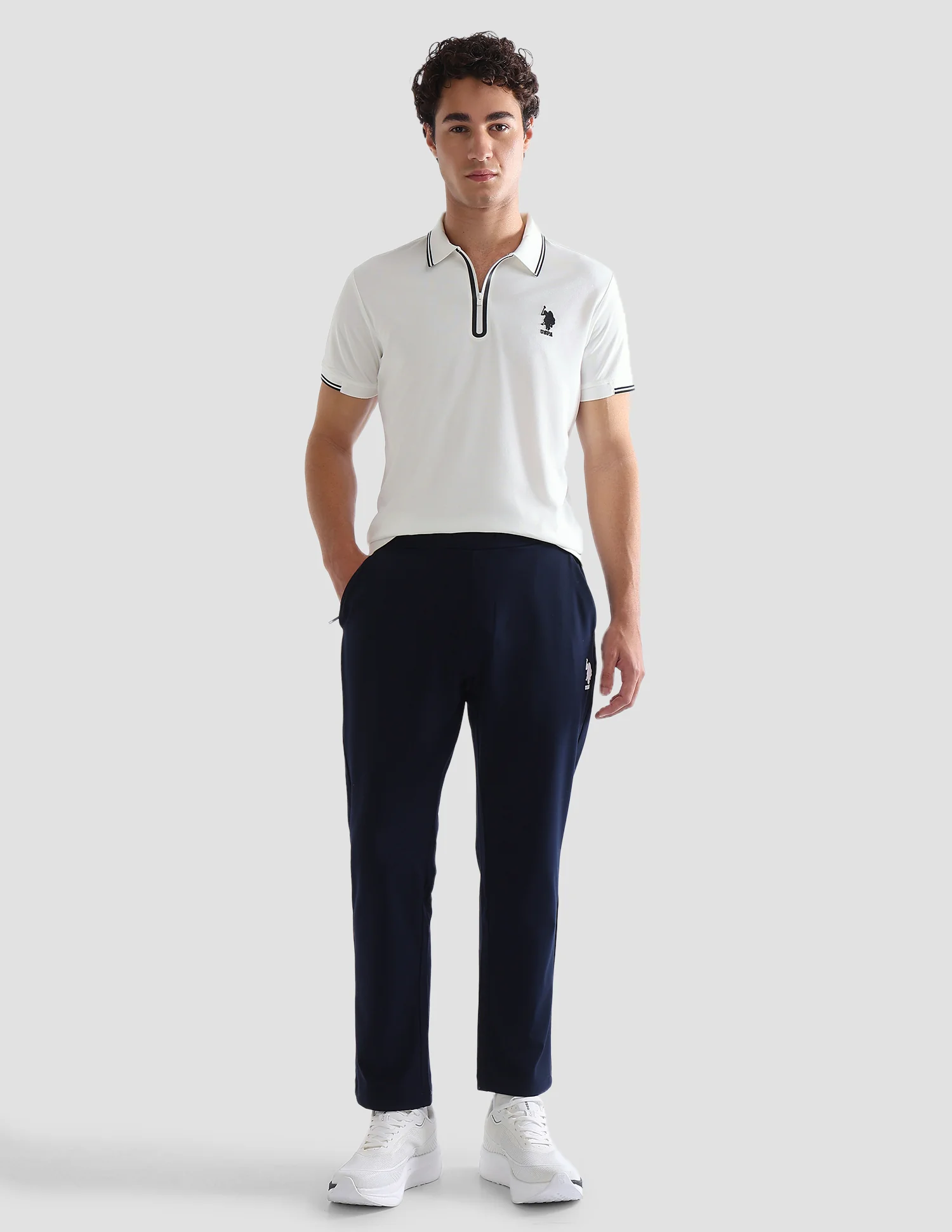 Solid Stripe Detail Slim Fit Active Polo Shirt - Image 3