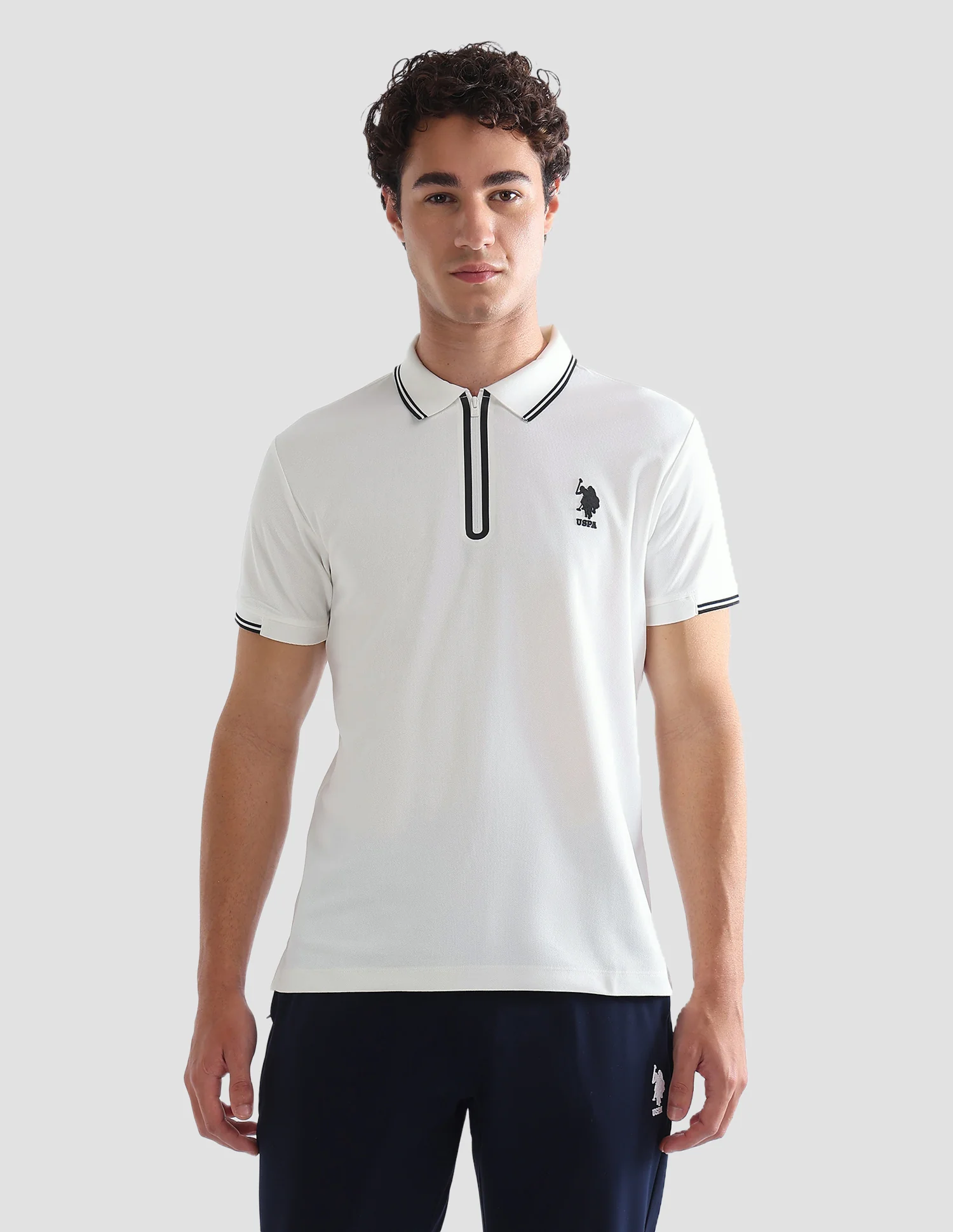 Solid Stripe Detail Slim Fit Active Polo Shirt - Image 6