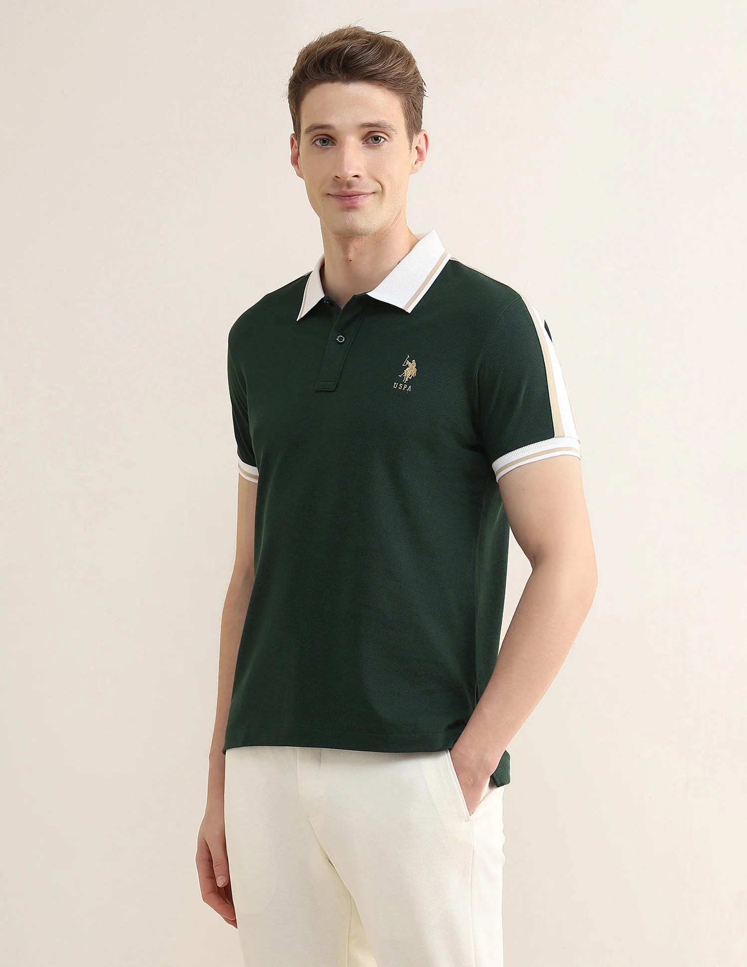 Solid Stripe Detail Slim Fit Polo Shirt - Image 4