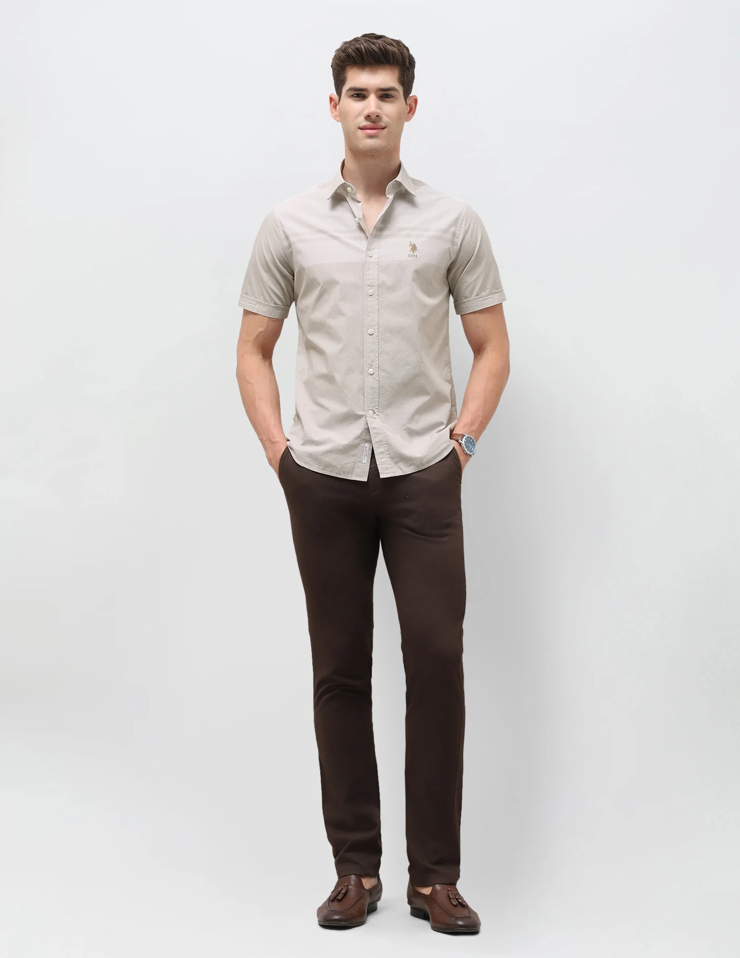 Solid Striped Detail Regular Fit Shirt - Image 3