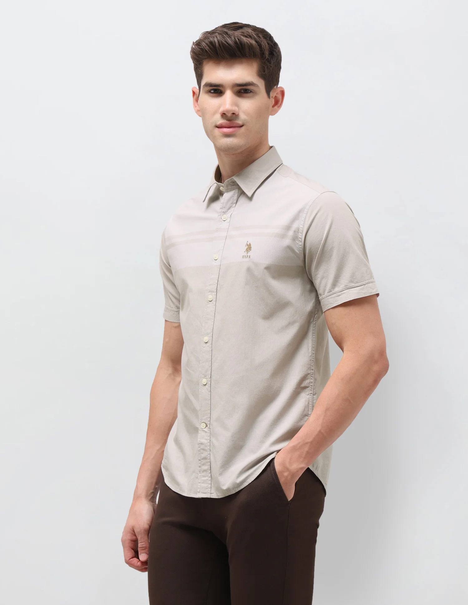 Solid Striped Detail Regular Fit Shirt - Image 4