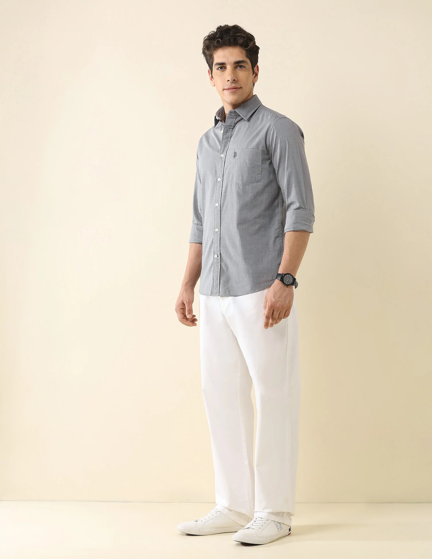 Solid Tailored Fit Fil-À-Fil Shirt - Image 3