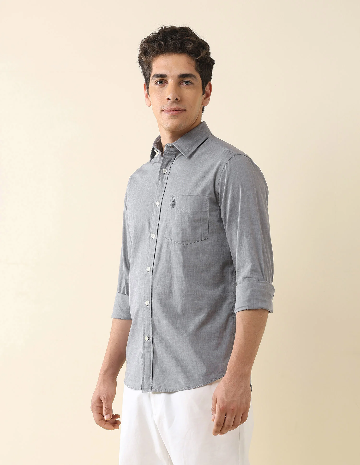 Solid Tailored Fit Fil-À-Fil Shirt - Image 4