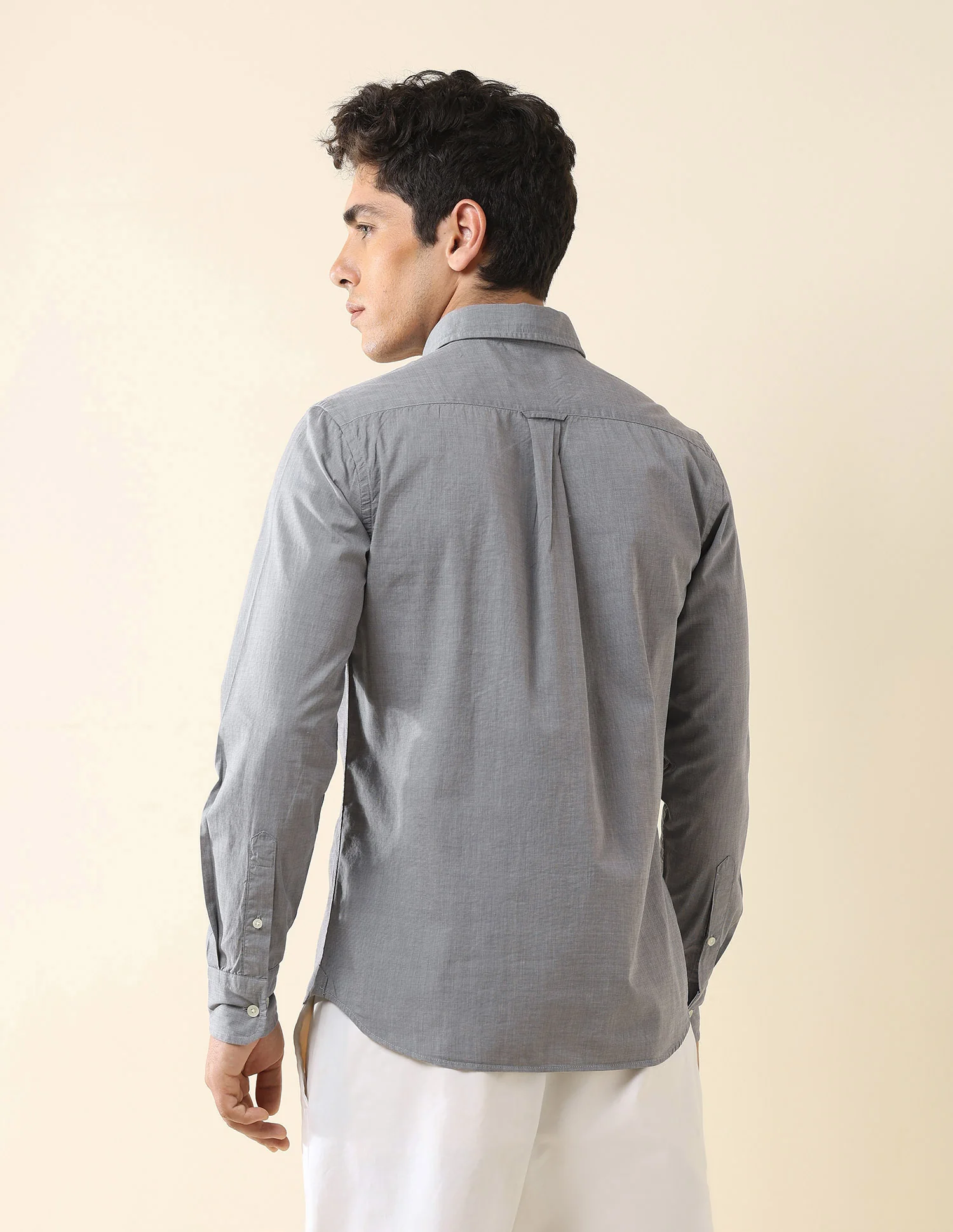Solid Tailored Fit Fil-À-Fil Shirt - Image 5