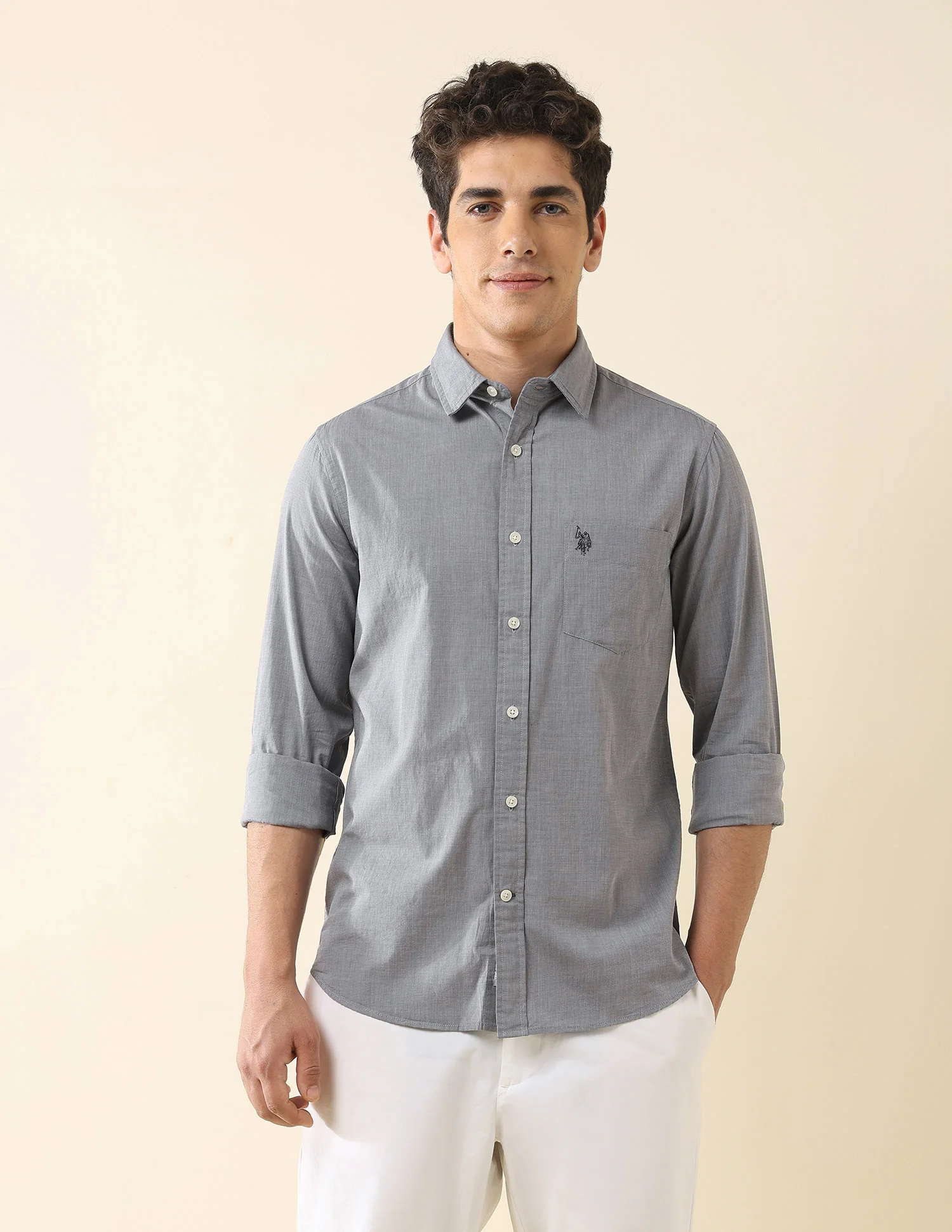 Solid Tailored Fit Fil-À-Fil Shirt - Image 6