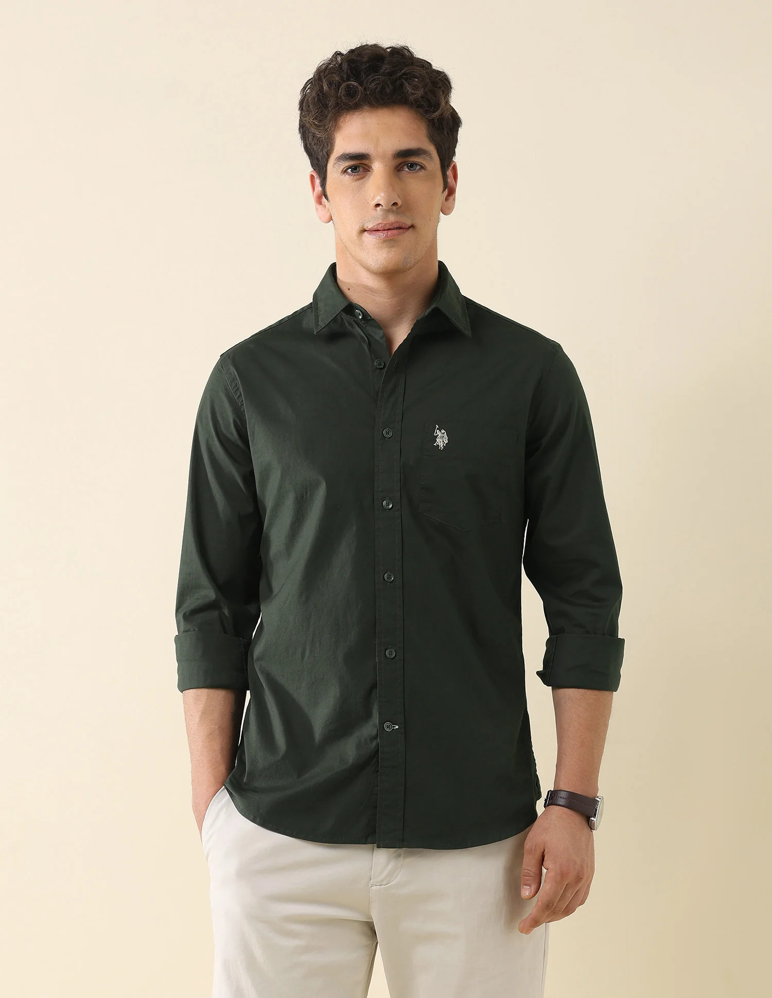 Solid Tailored Fit Regular Shirt