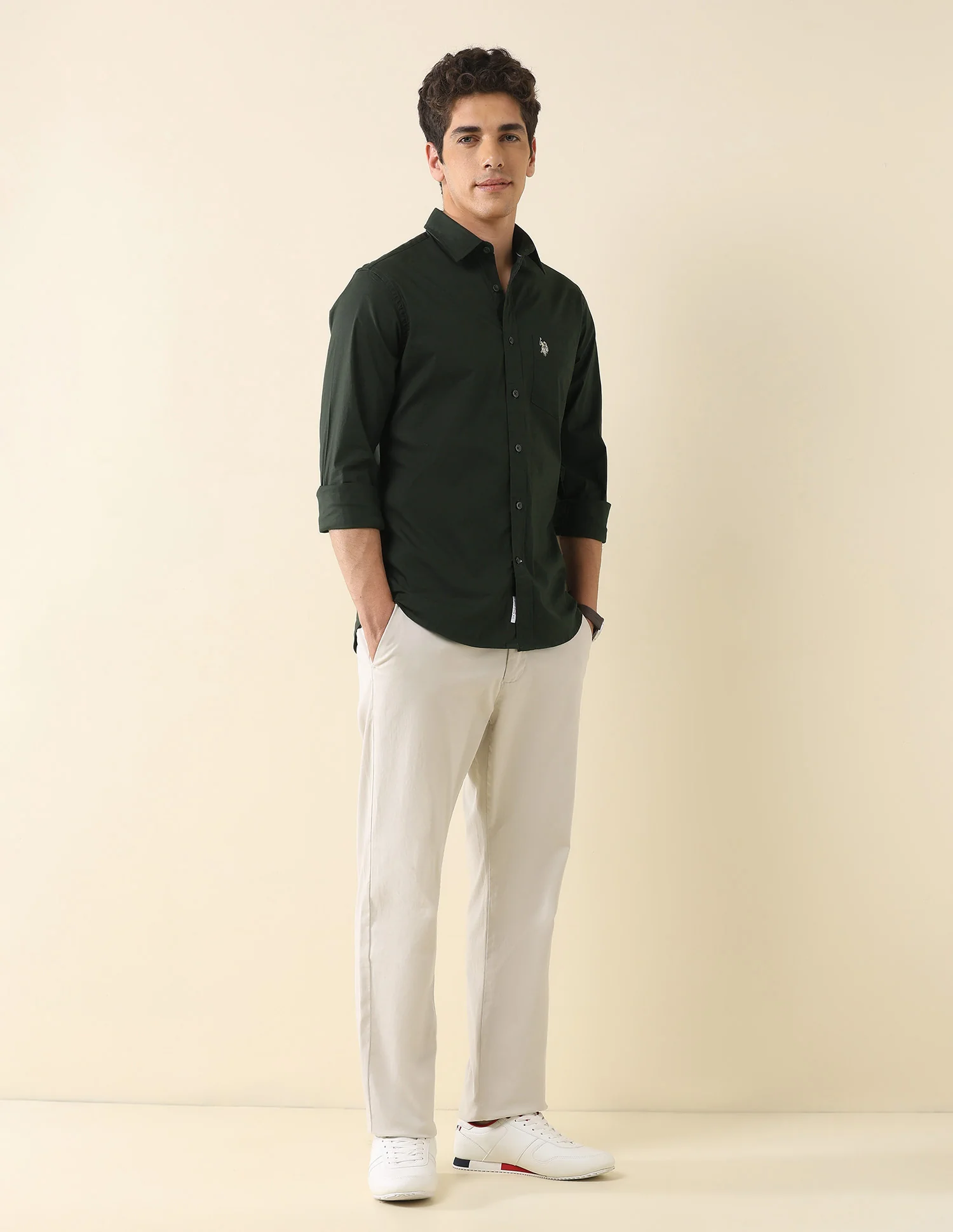 Solid Tailored Fit Regular Shirt - Image 3