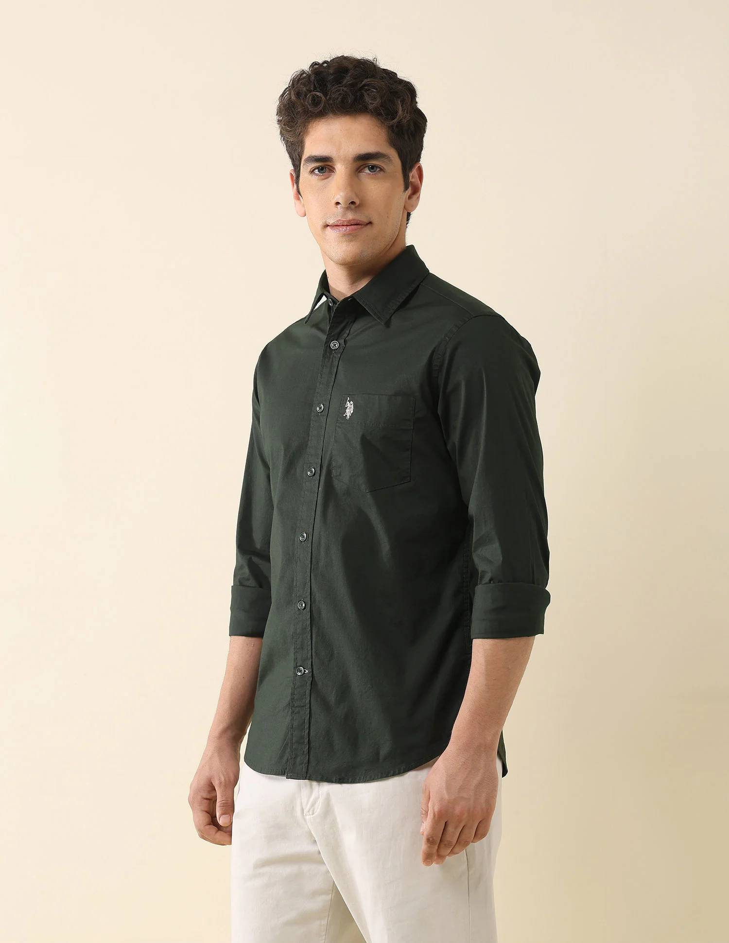 Solid Tailored Fit Regular Shirt - Image 4