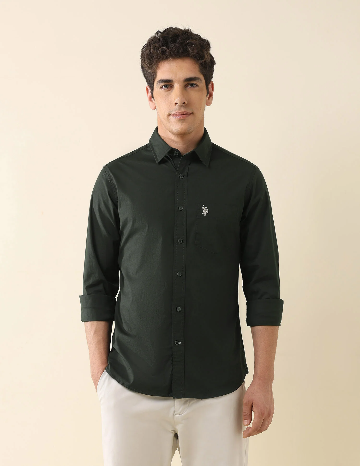 Solid Tailored Fit Regular Shirt - Image 6