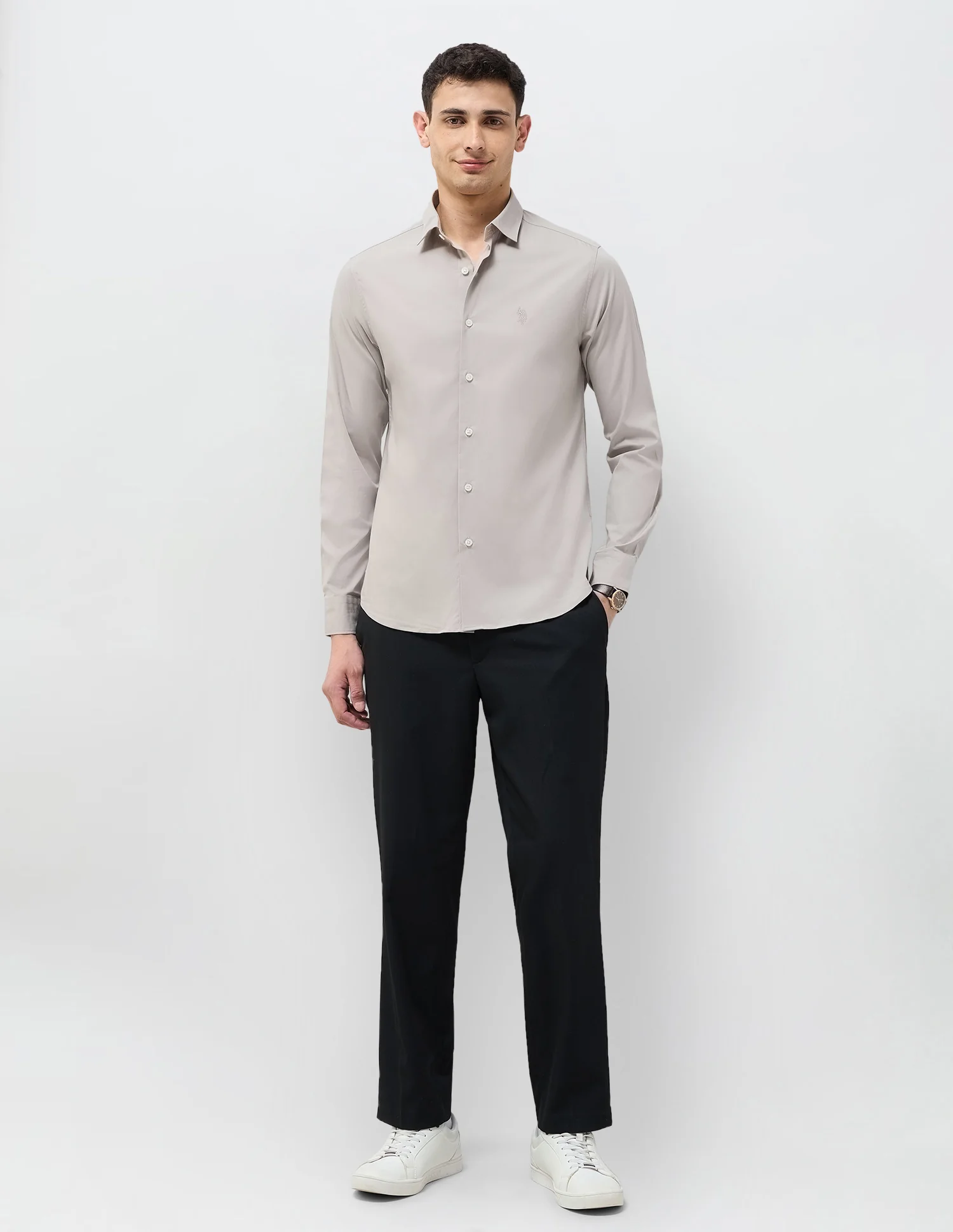 Solid Tailored Fit Shirt - Image 3