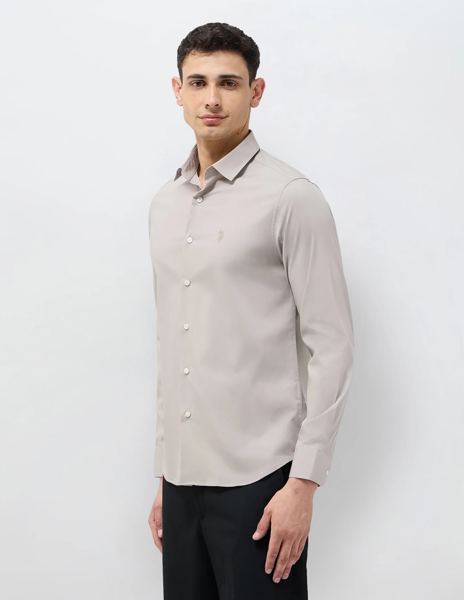 Solid Tailored Fit Shirt - Image 4