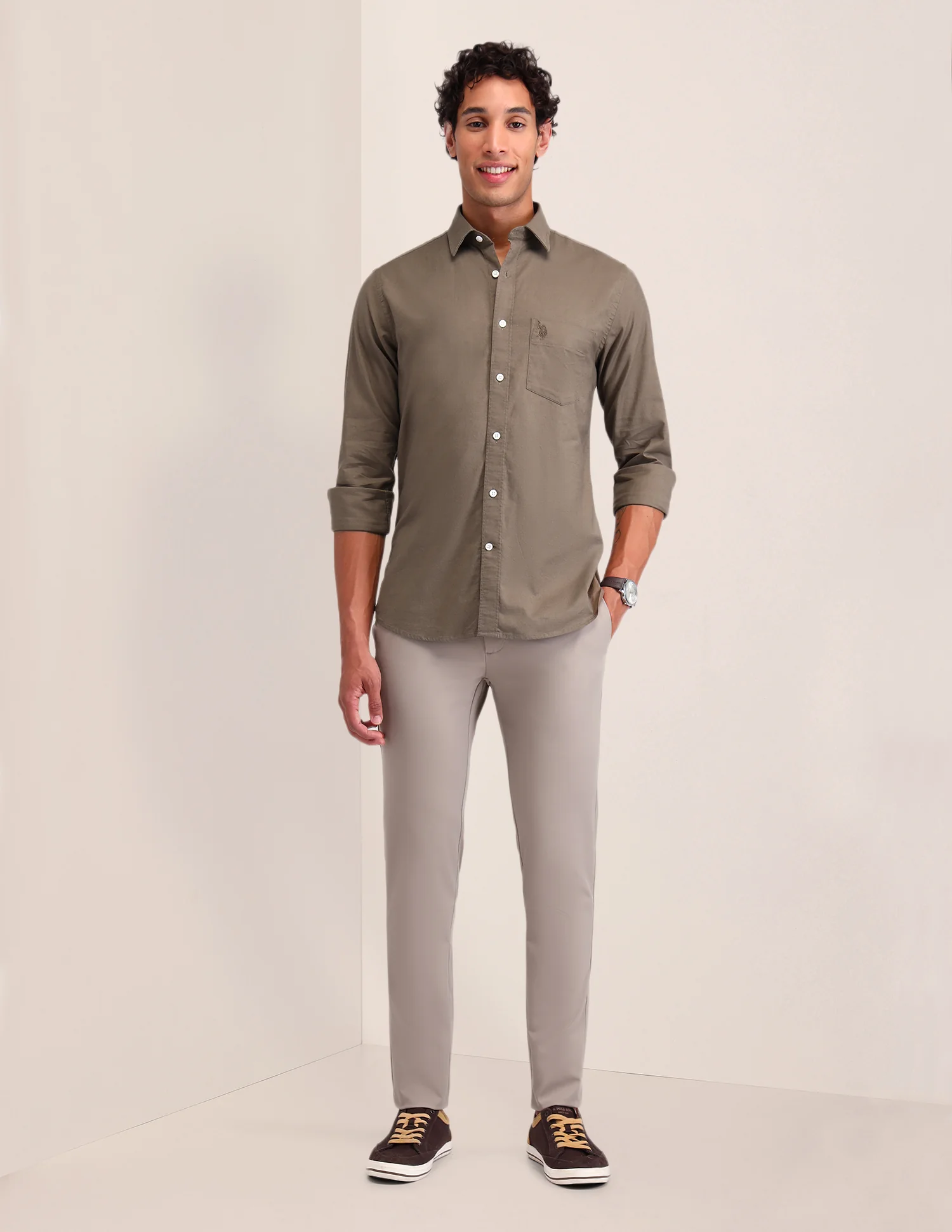 Solid Tailored Fit Shirt - Image 3
