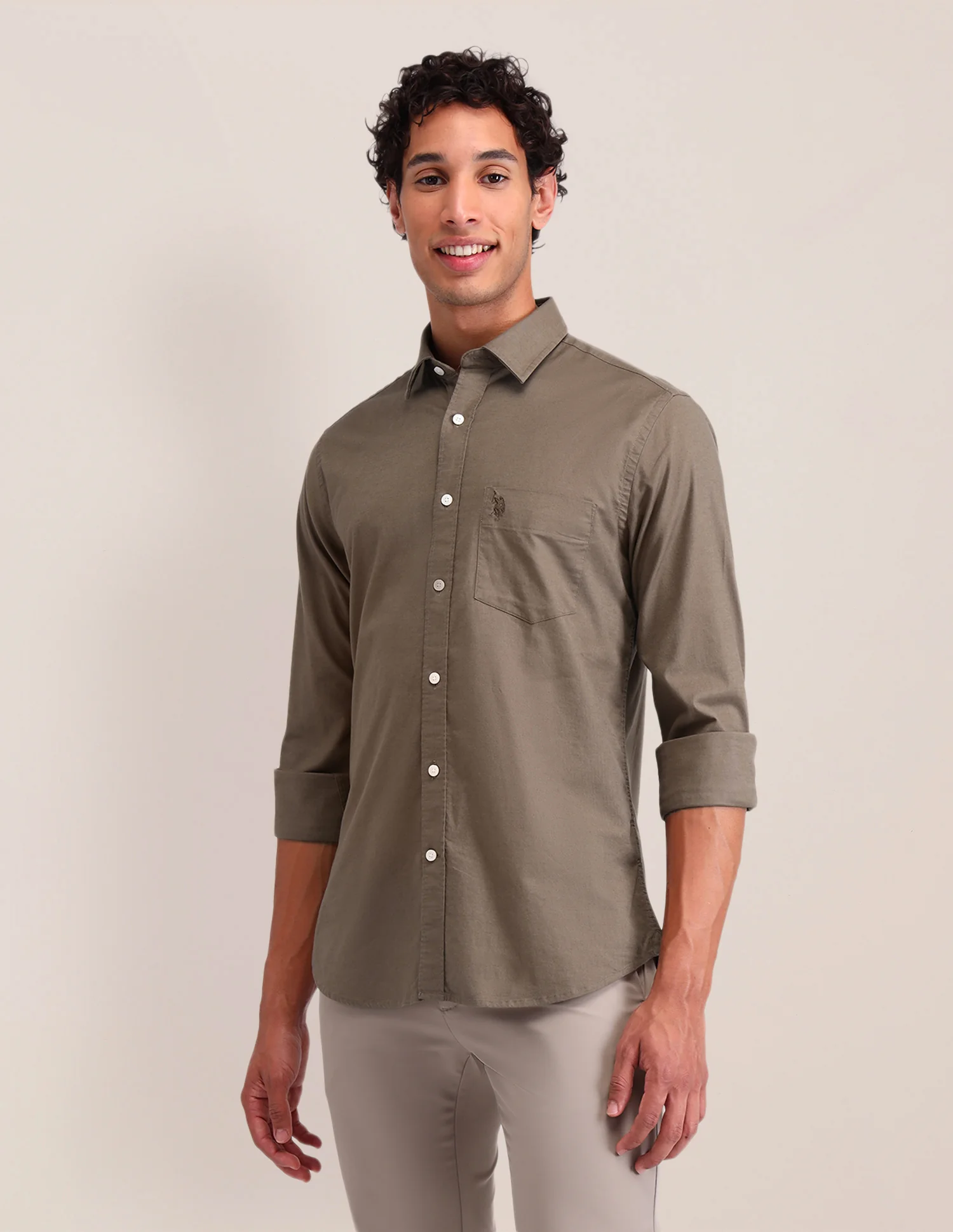 Solid Tailored Fit Shirt - Image 4