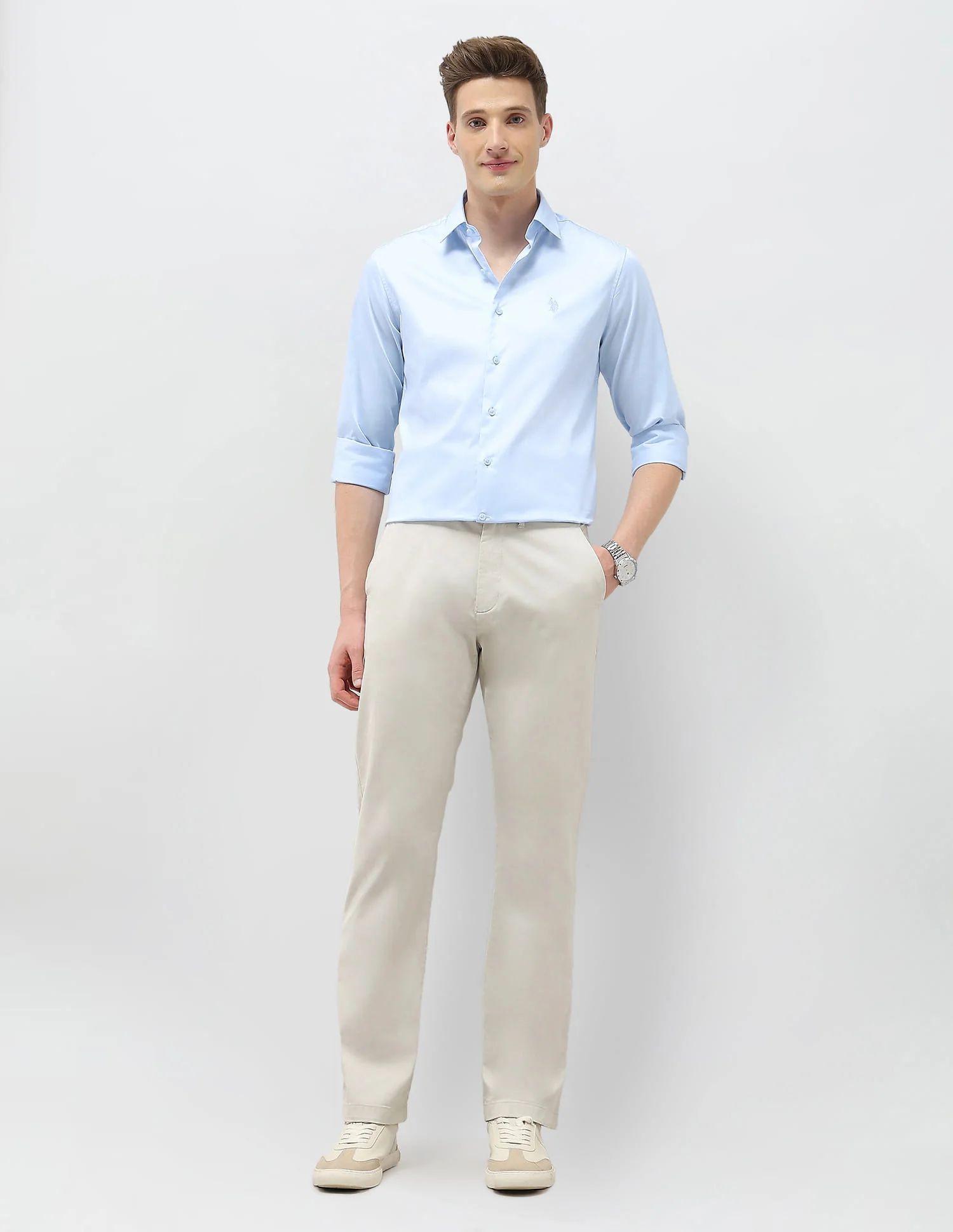 Solid Tailored Fit Shirt - Image 3