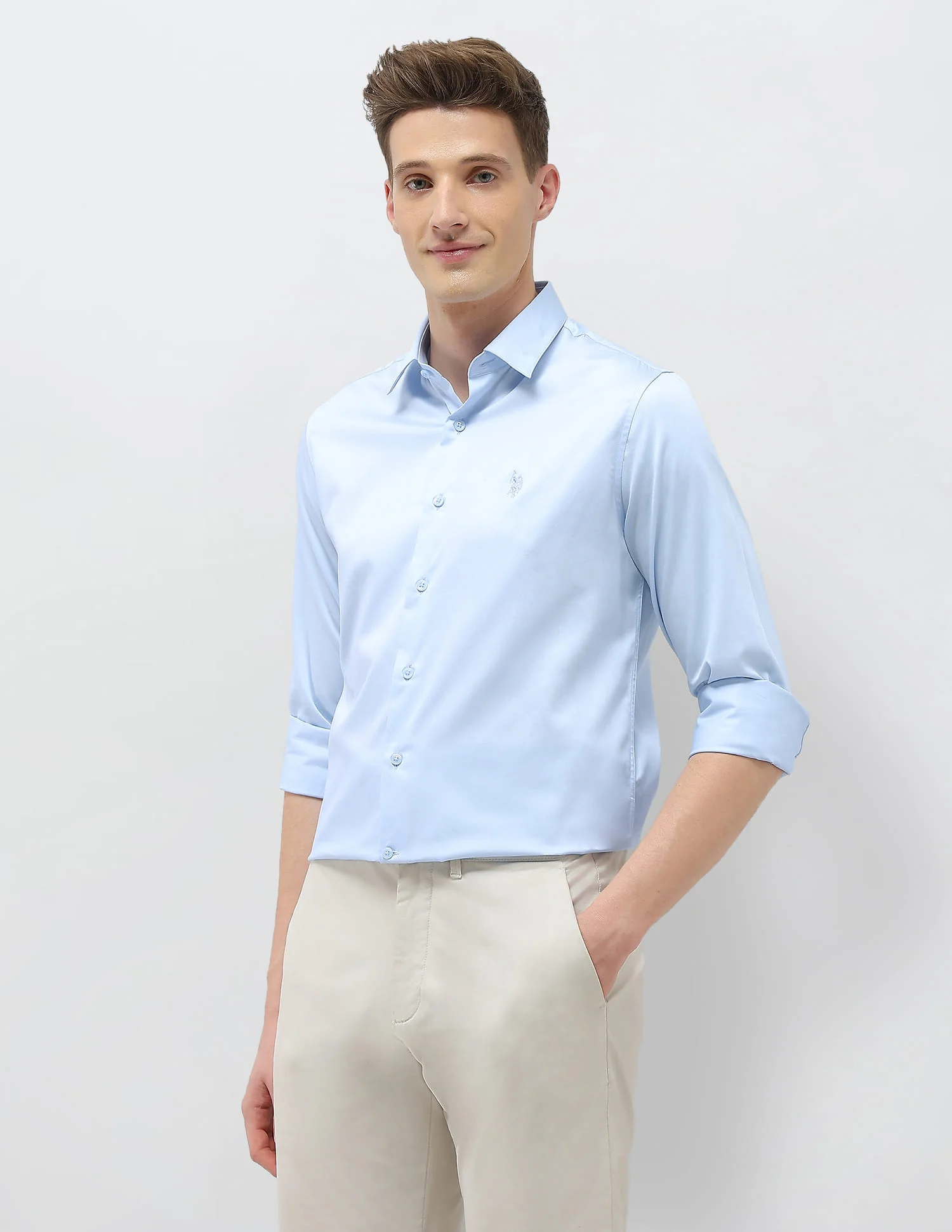Solid Tailored Fit Shirt - Image 4