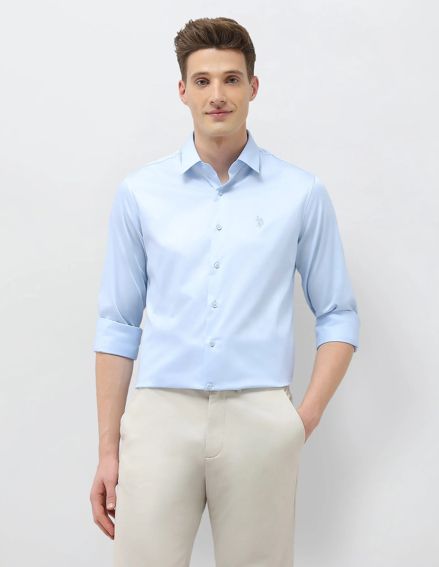 Solid Tailored Fit Shirt - Image 6