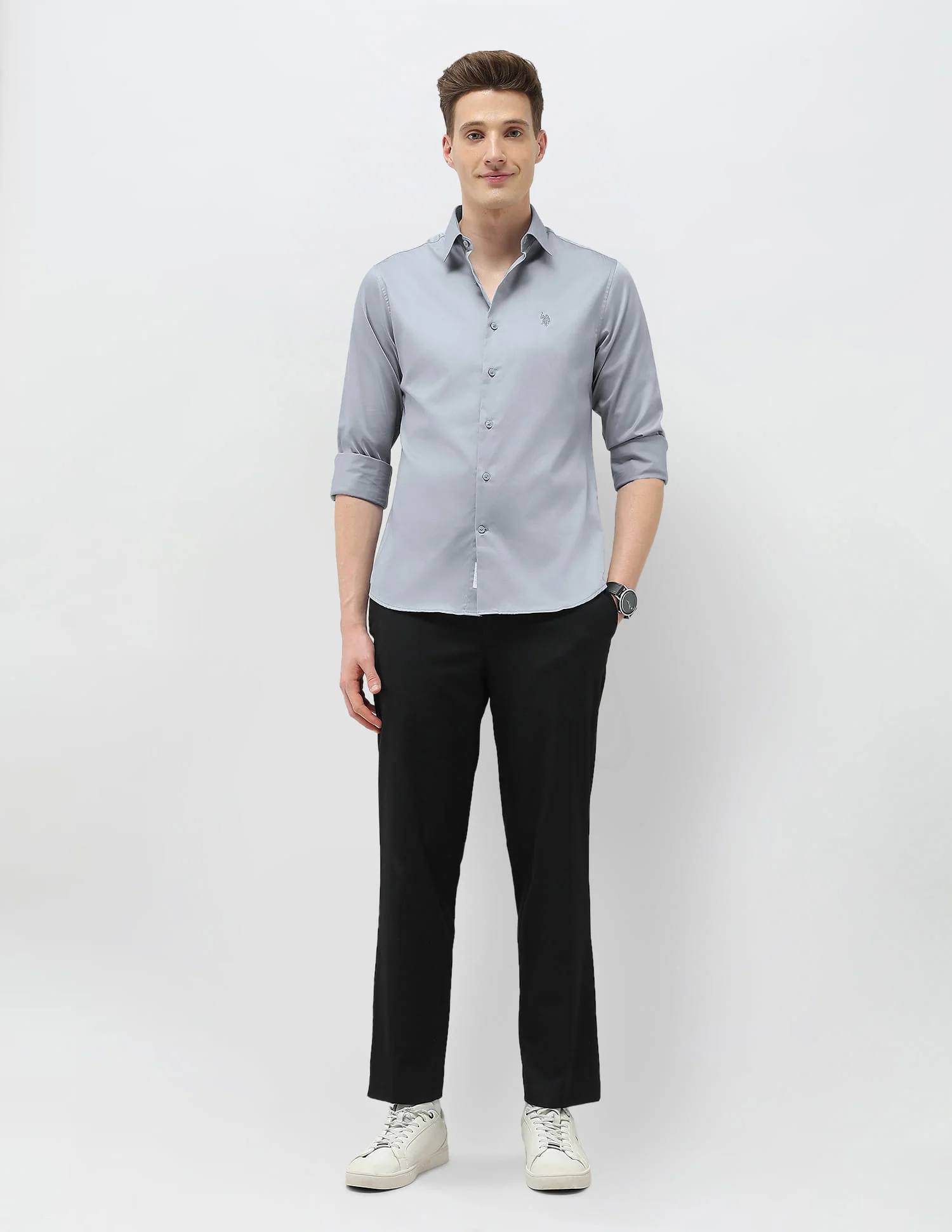 Solid Tailored Fit Shirt - Image 3