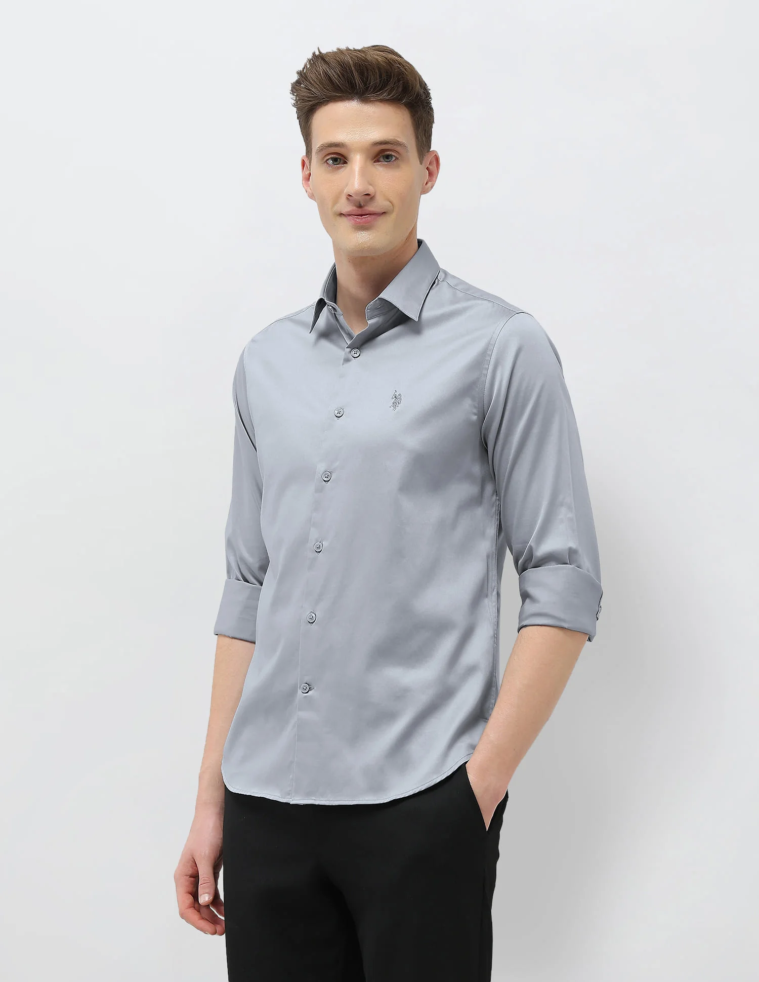 Solid Tailored Fit Shirt - Image 4