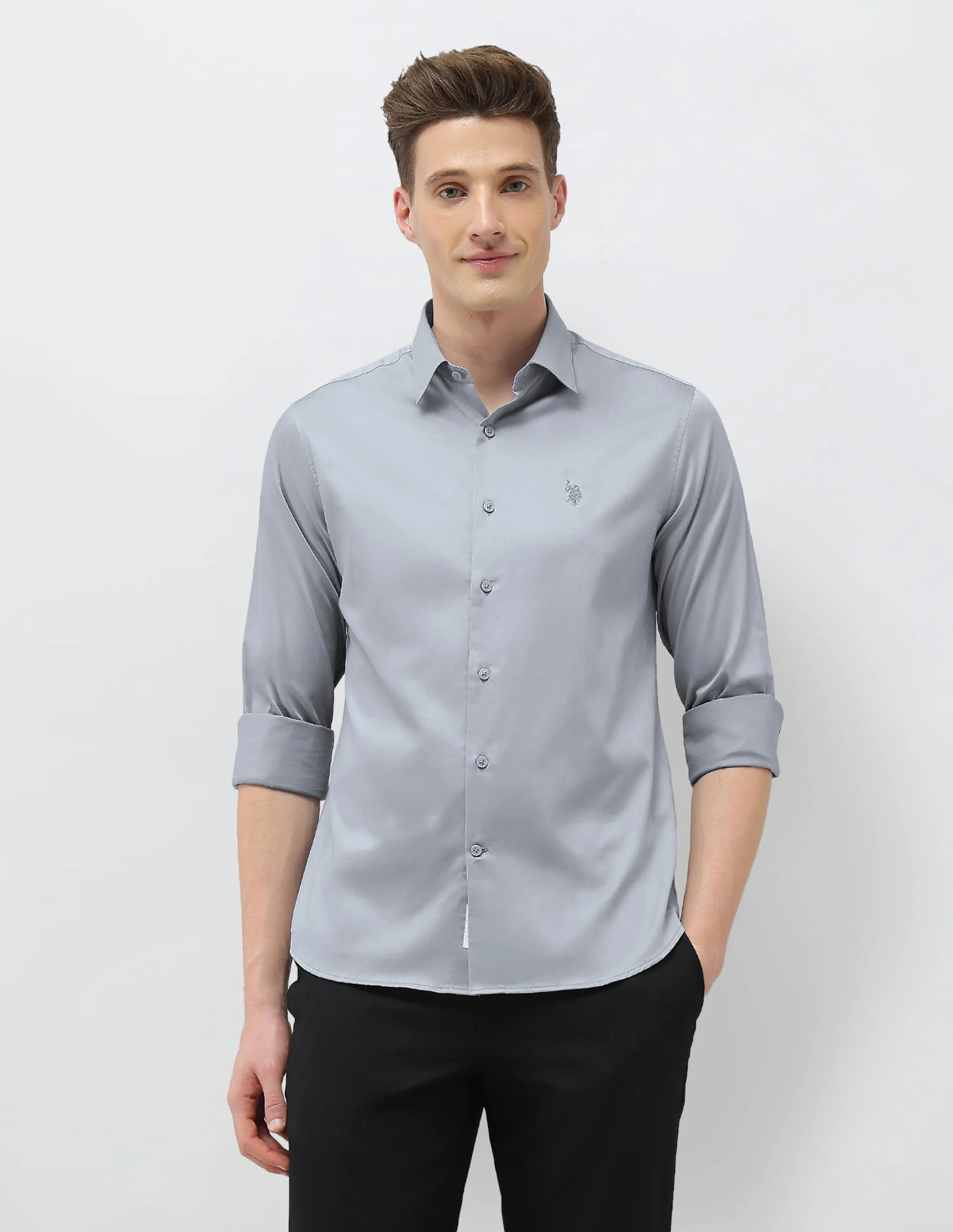 Solid Tailored Fit Shirt - Image 6