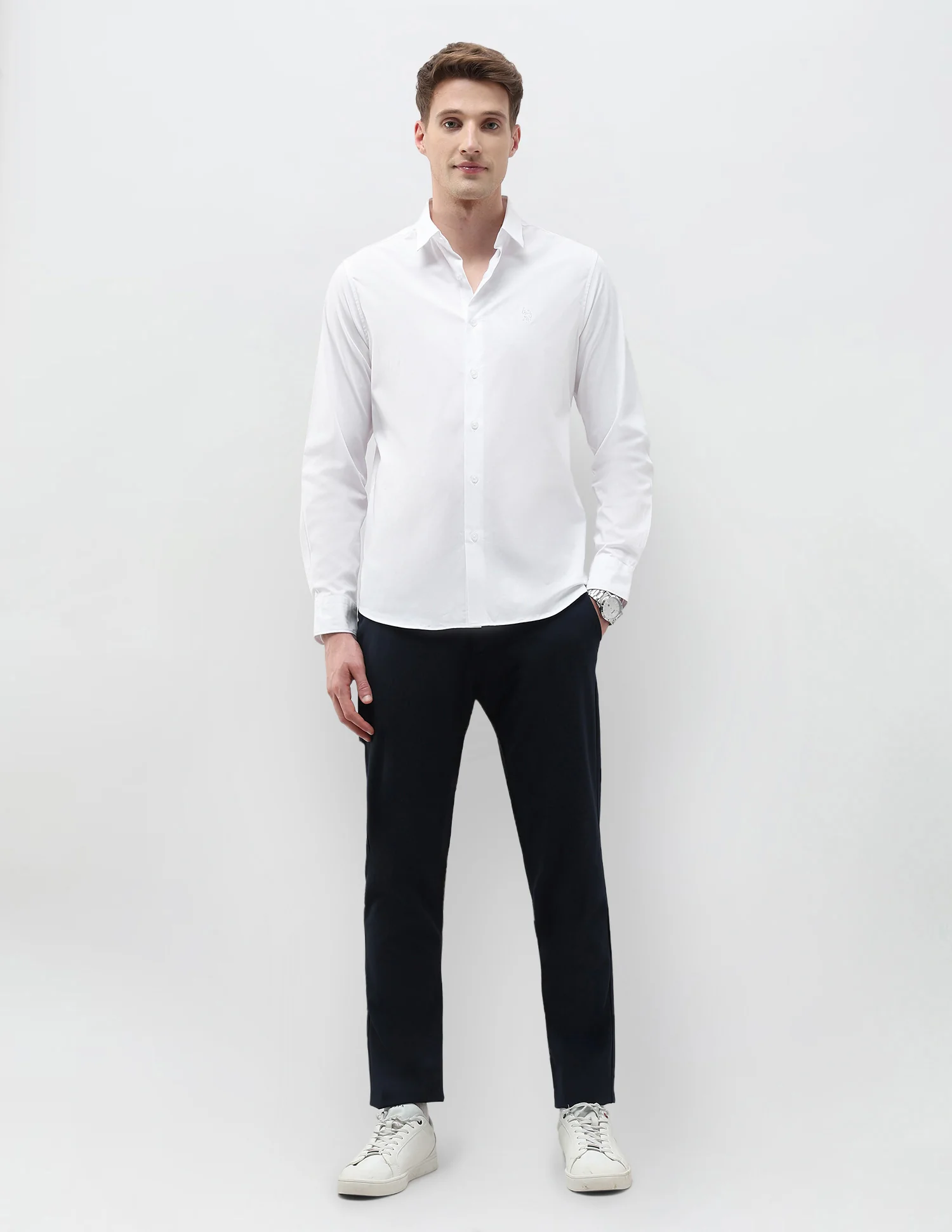 Solid Tailored Fit Shirt - Image 3