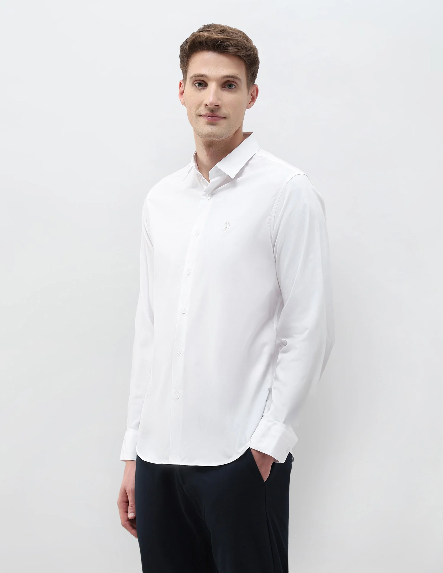 Solid Tailored Fit Shirt - Image 4
