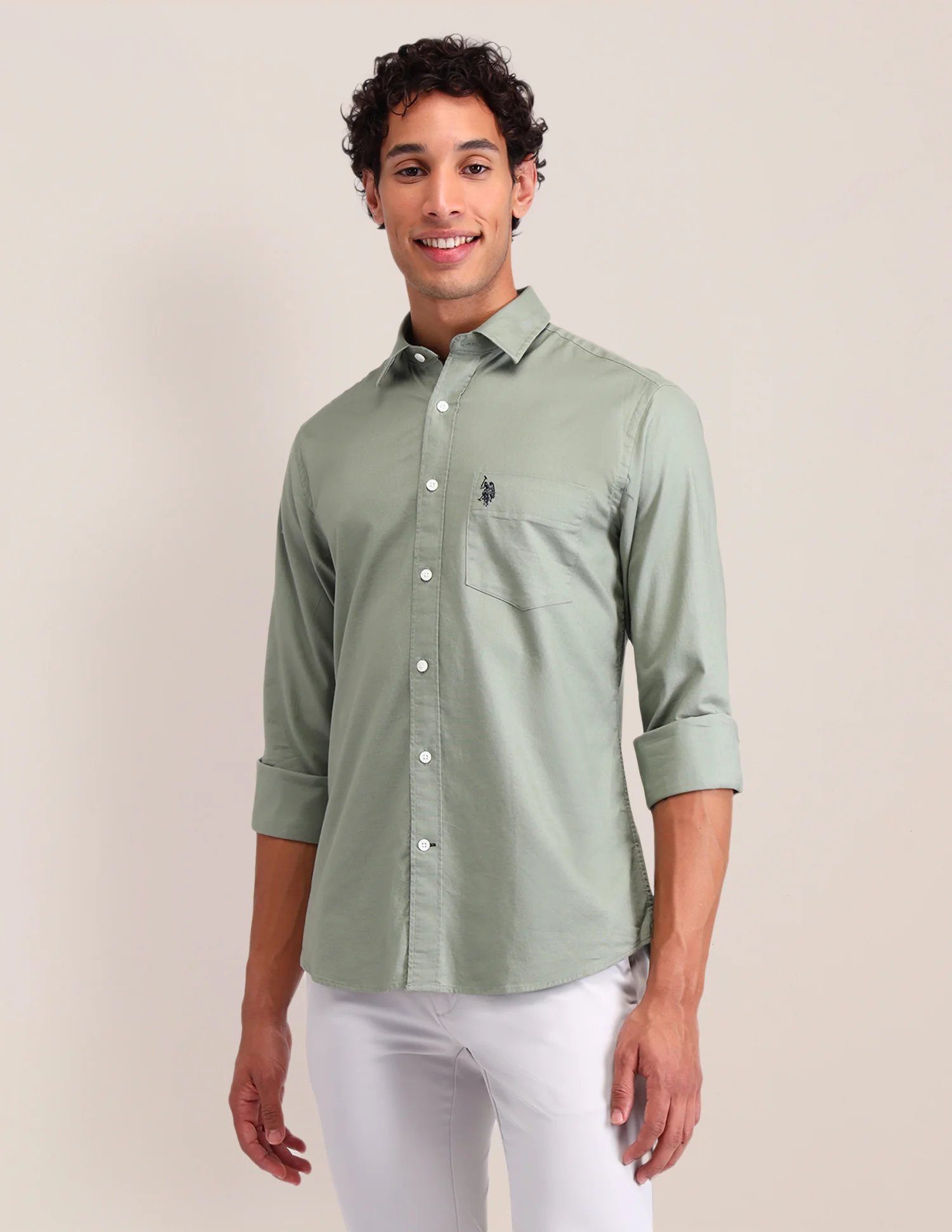 Solid Tailored Fit Shirt - Image 4
