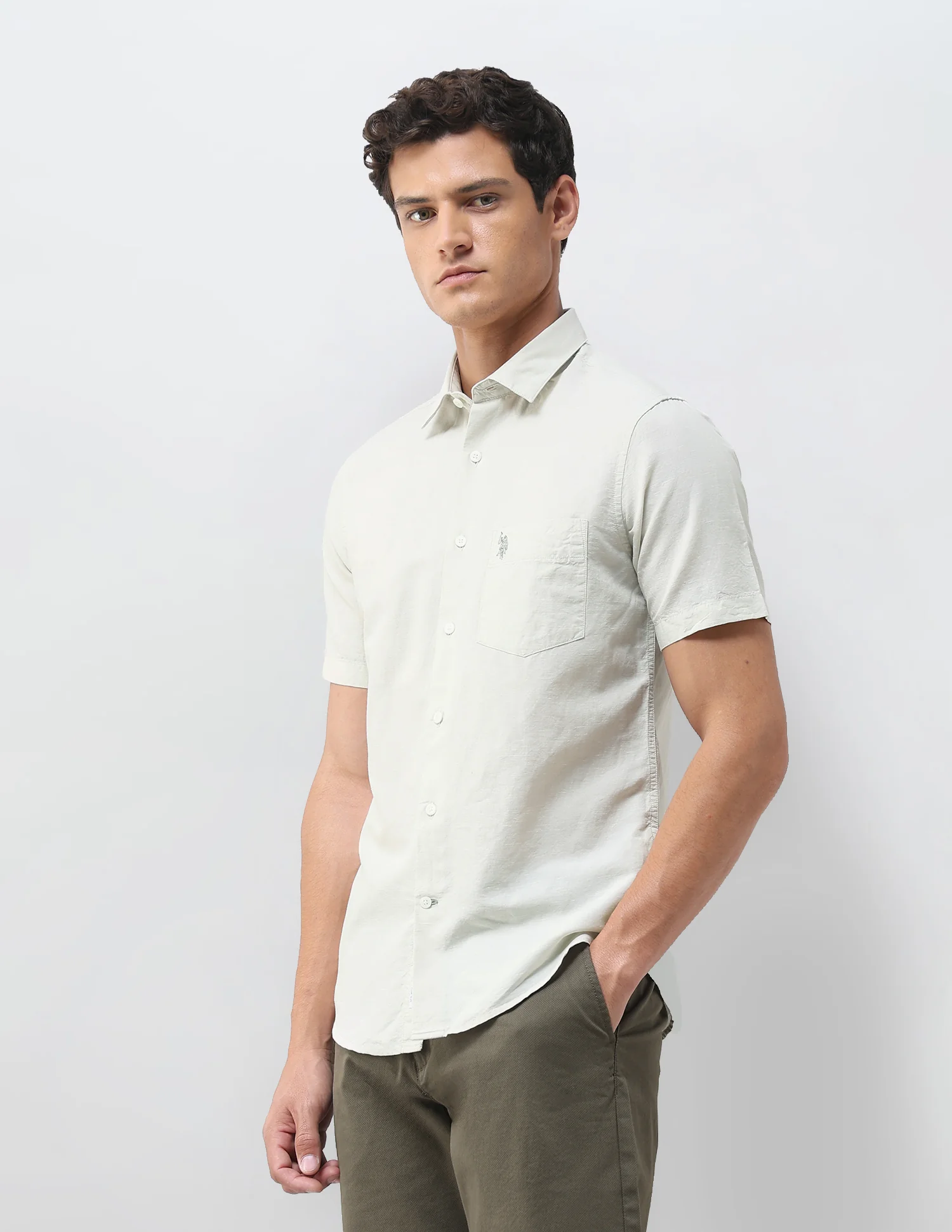 Solid Tailored Fit Shirt - Image 4