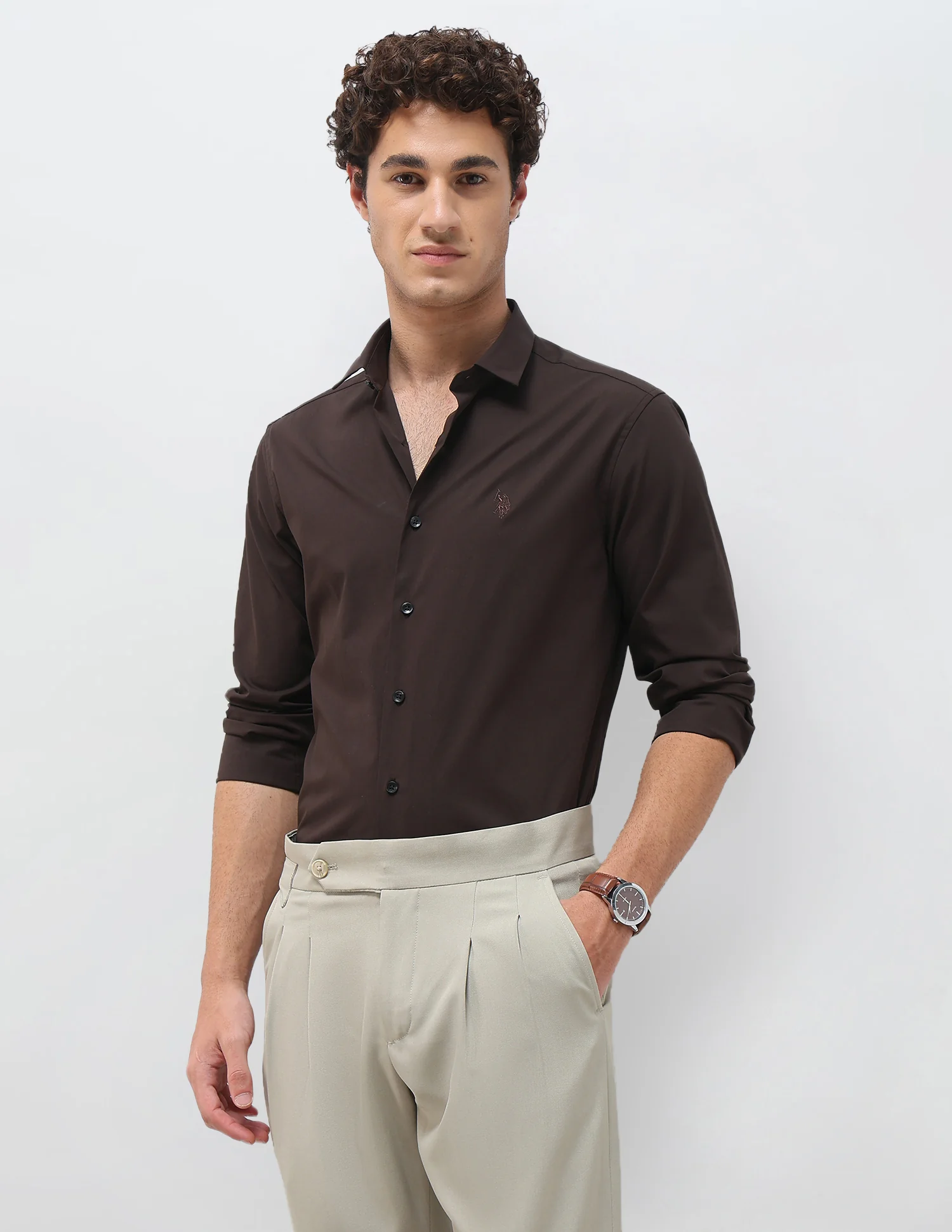 Solid Tailored Fit Shirt
