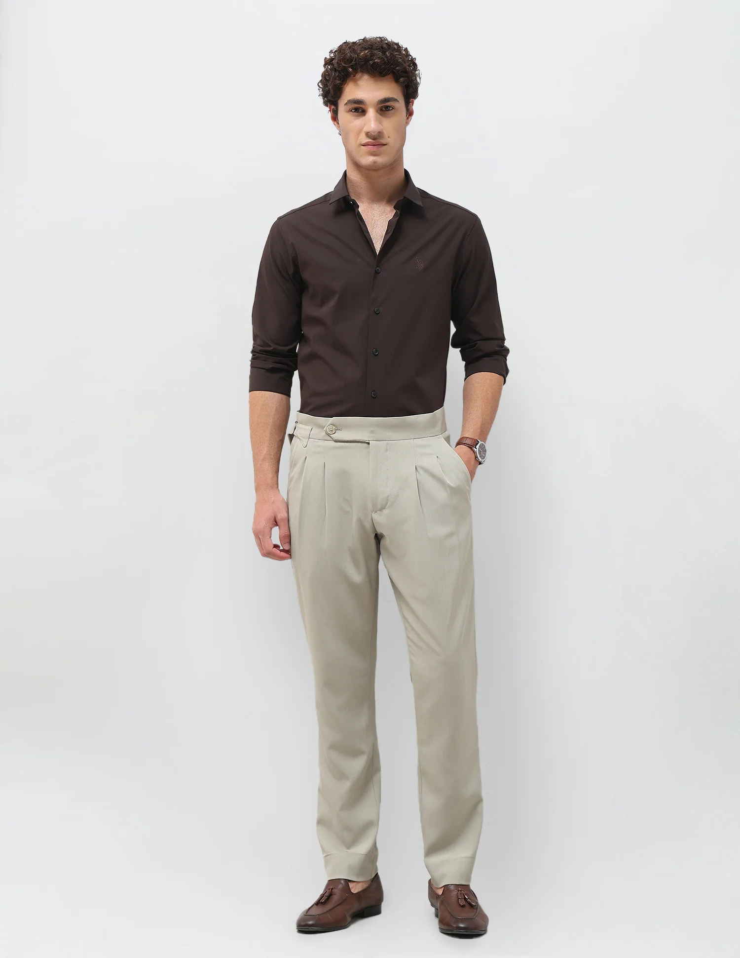 Solid Tailored Fit Shirt - Image 3