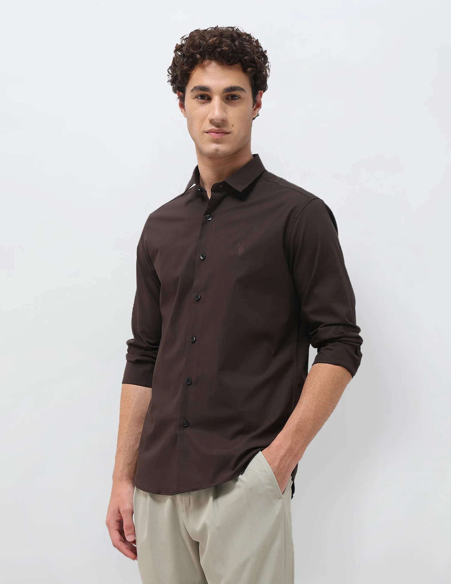 Solid Tailored Fit Shirt - Image 4
