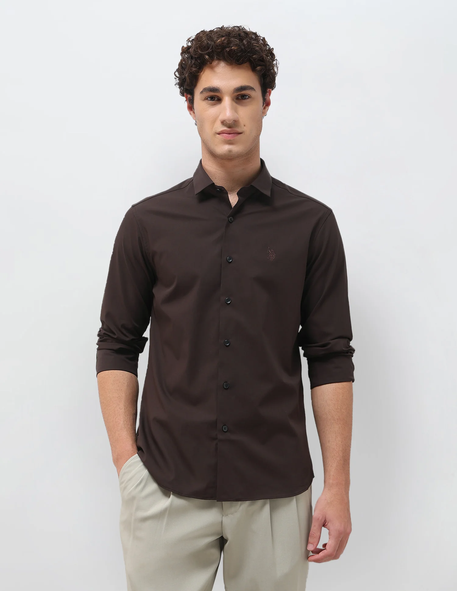 Solid Tailored Fit Shirt - Image 6