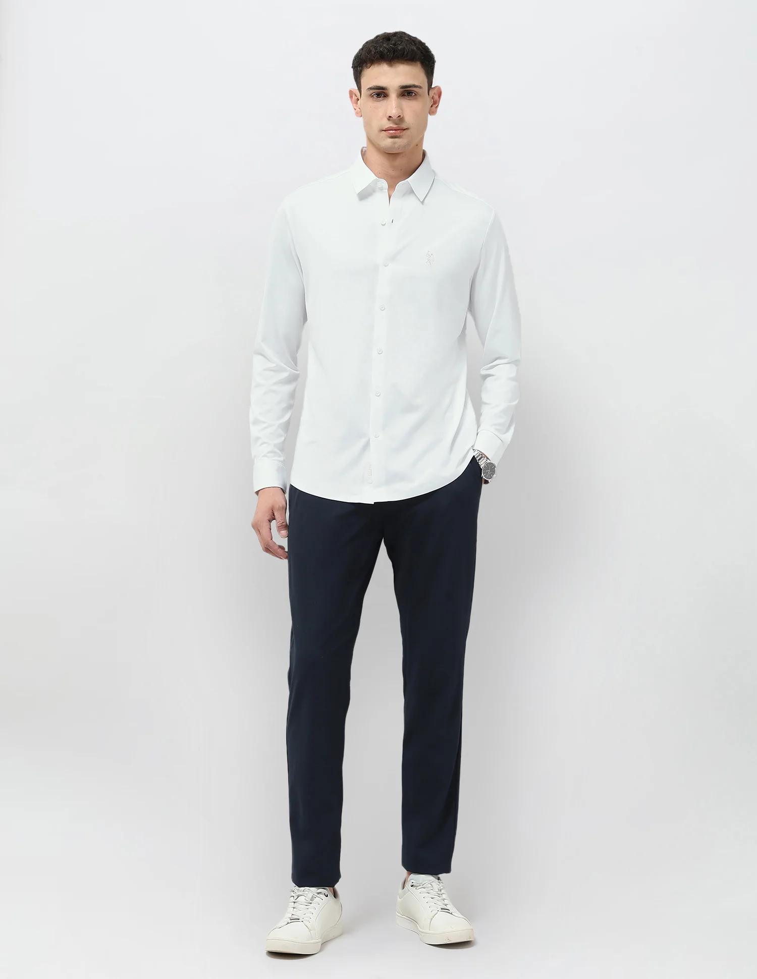 Solid Tailored Fit Shirt - Image 3