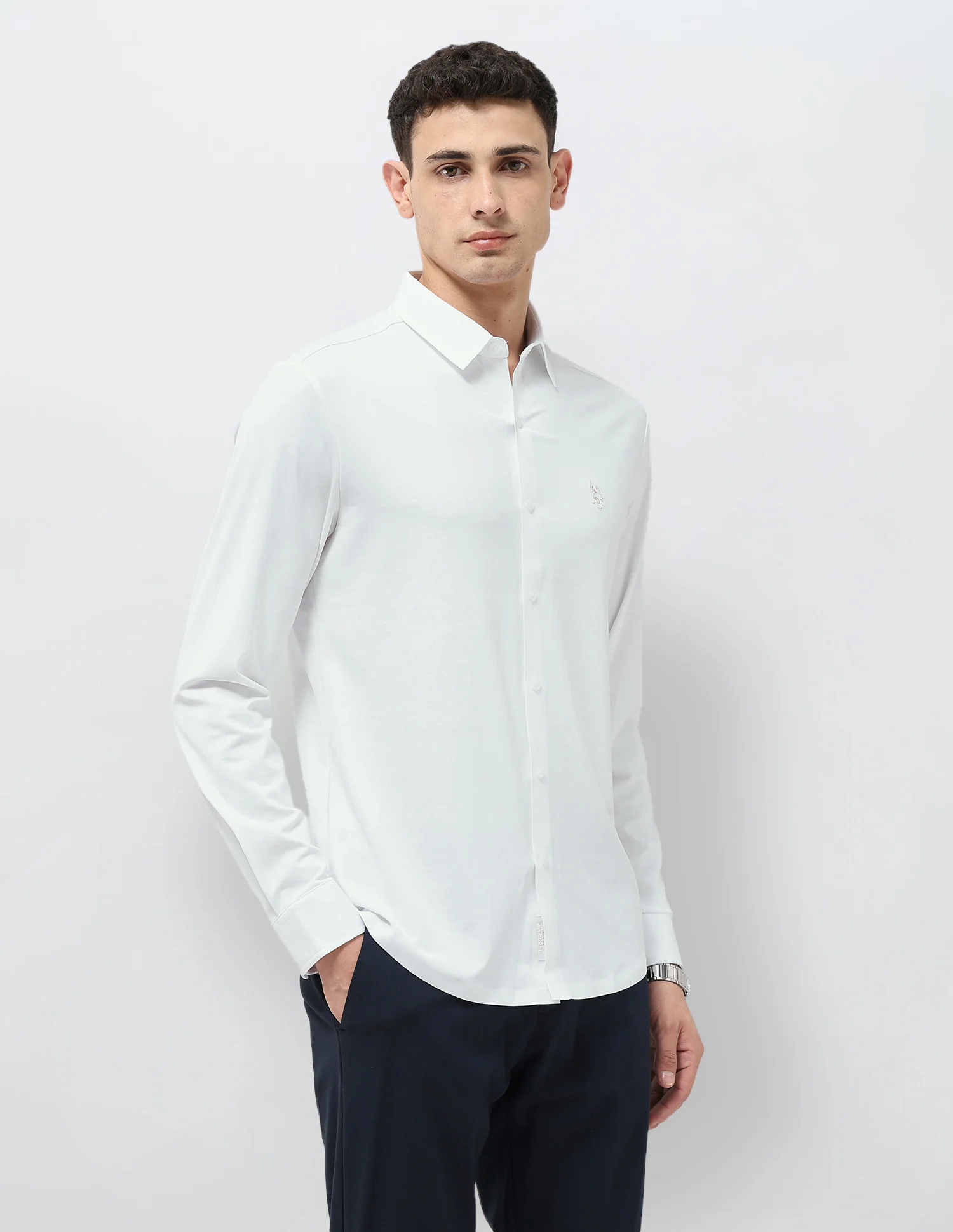 Solid Tailored Fit Shirt - Image 4