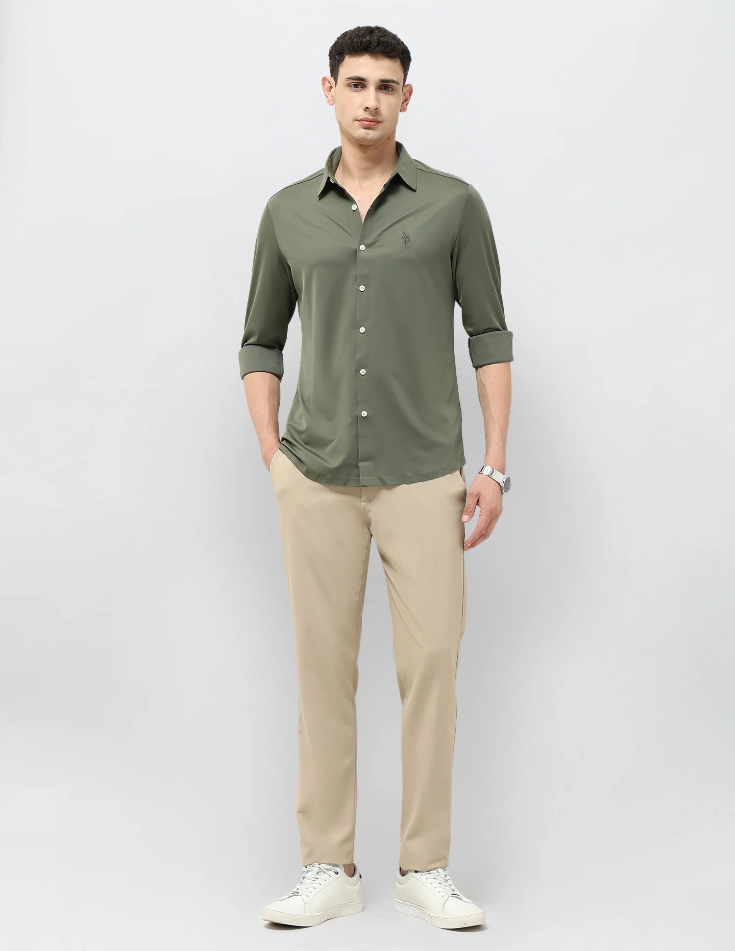 Solid Tailored Fit Shirt - Image 3