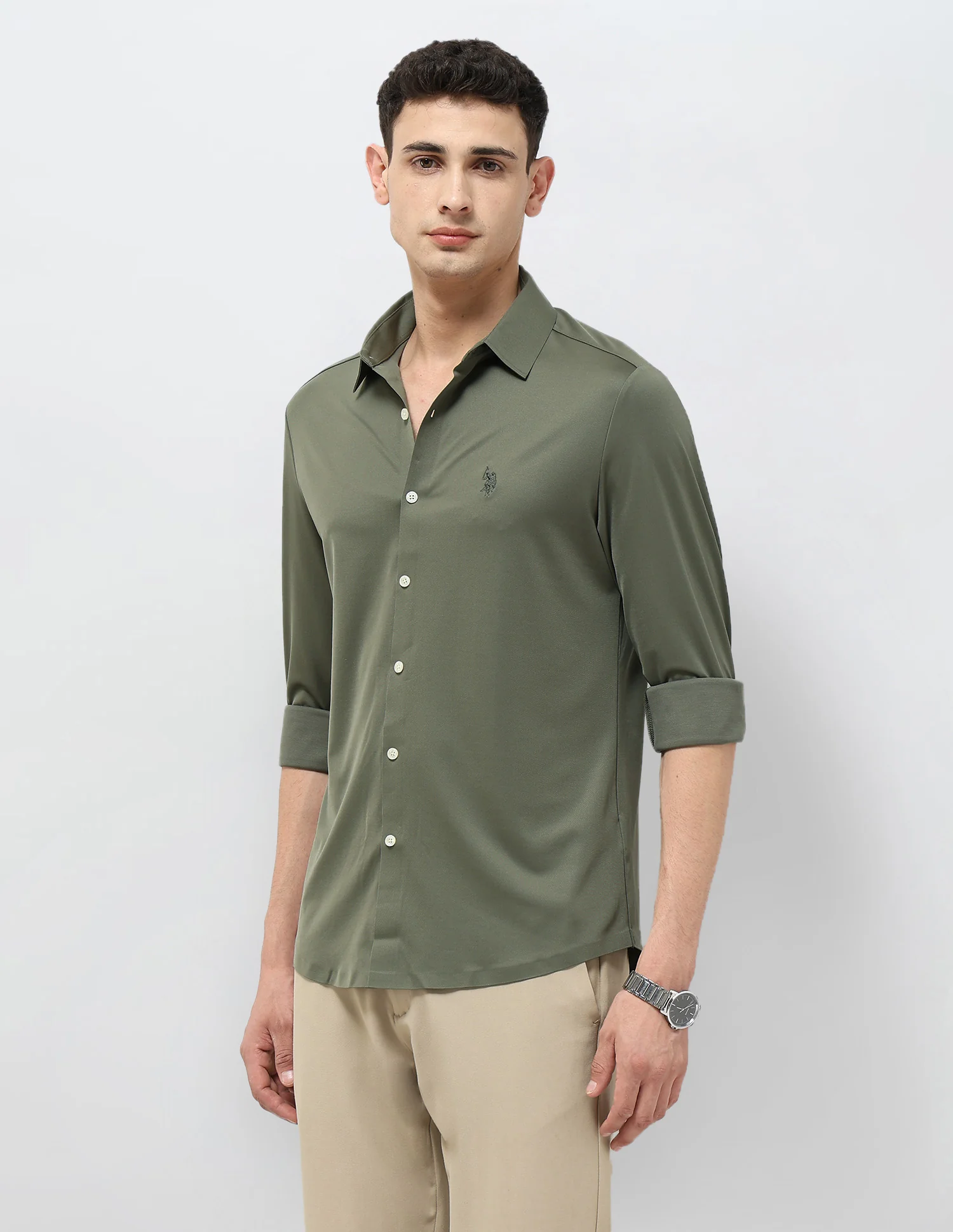 Solid Tailored Fit Shirt - Image 4
