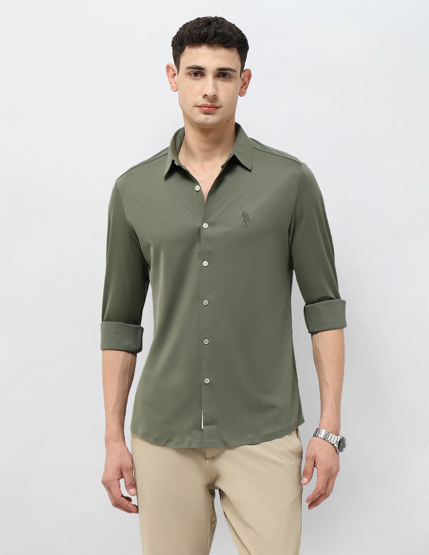 Solid Tailored Fit Shirt - Image 6