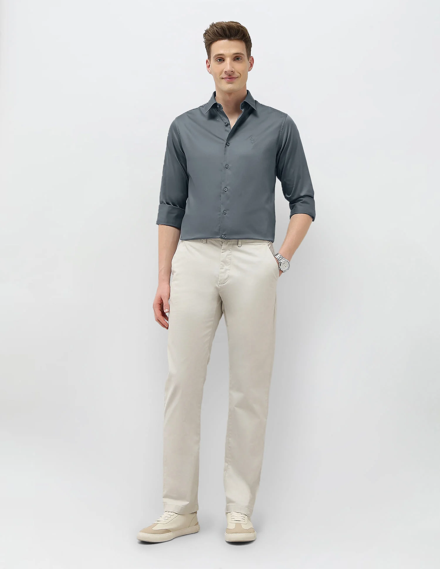 Solid Tailored Fit Shirt - Image 3