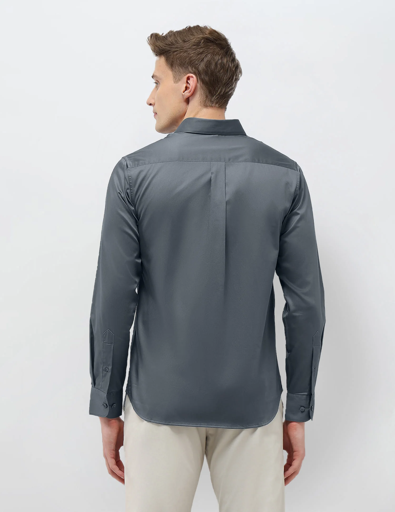 Solid Tailored Fit Shirt - Image 5
