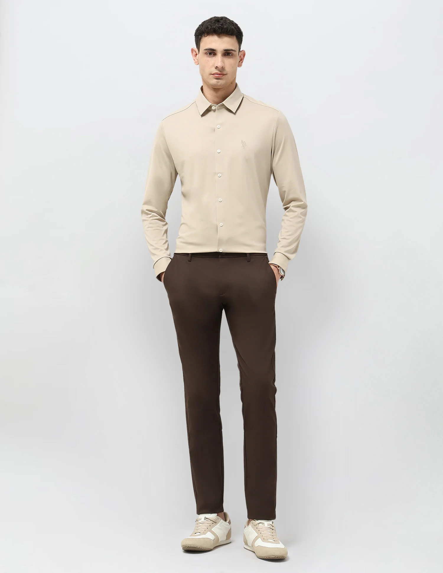 Solid Tailored Fit Shirt - Image 3