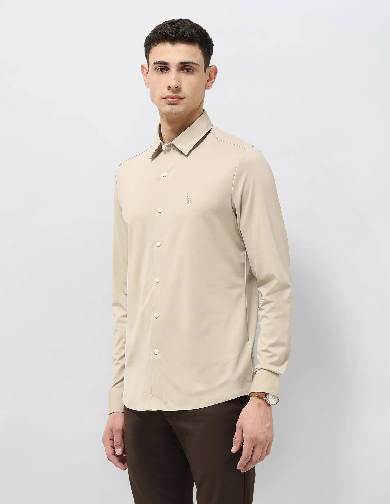 Solid Tailored Fit Shirt - Image 4