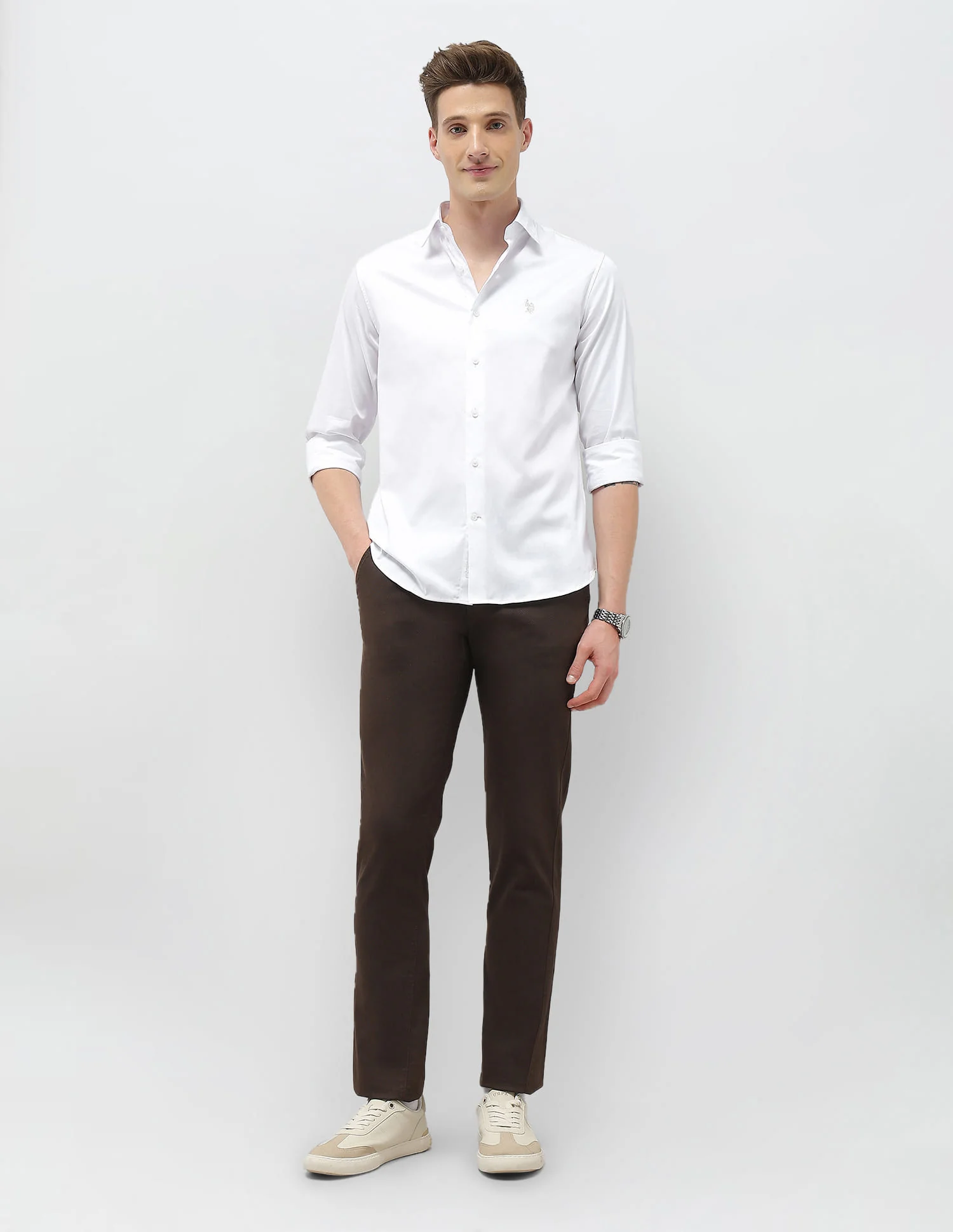 Solid Tailored Fit Shirt - Image 3
