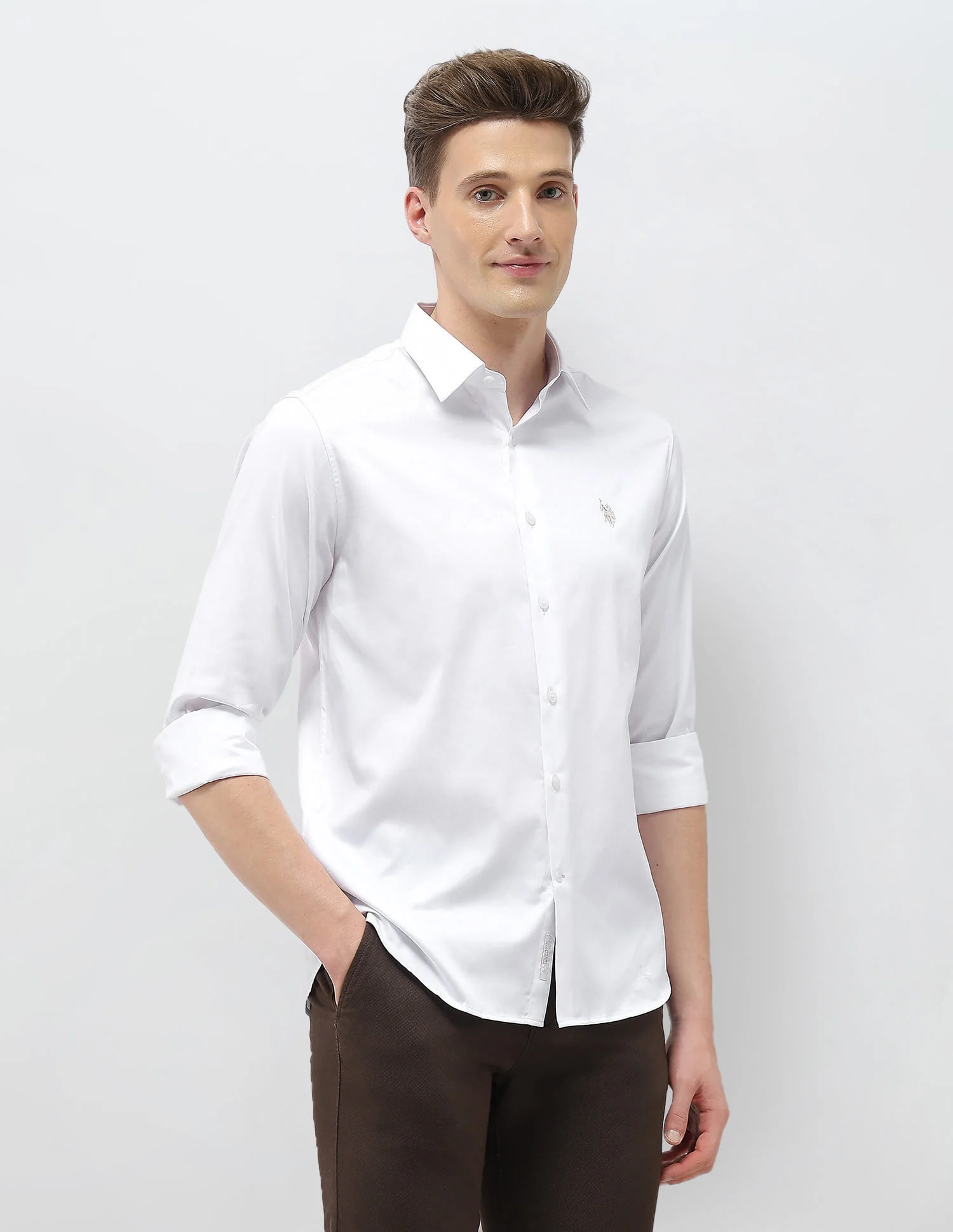 Solid Tailored Fit Shirt - Image 4