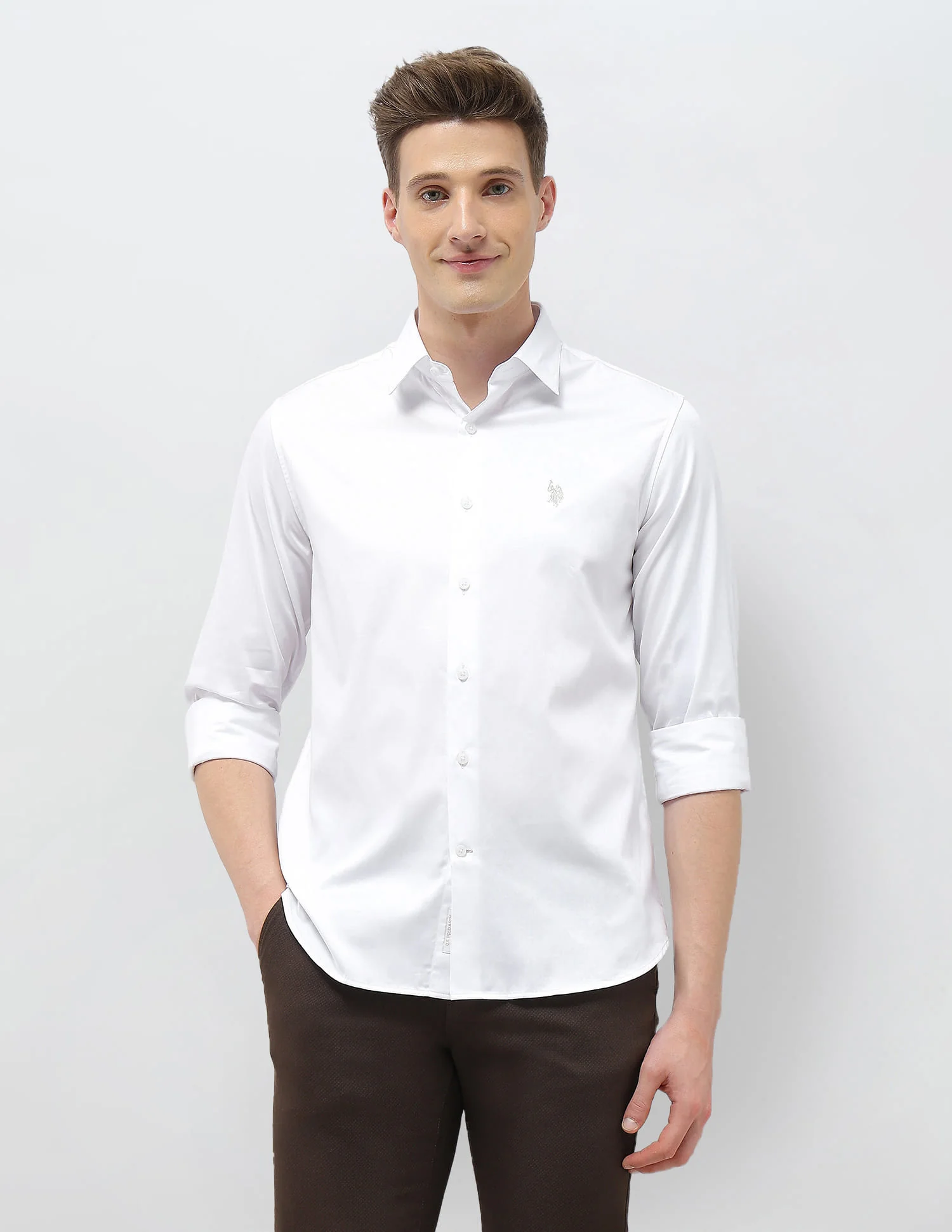 Solid Tailored Fit Shirt - Image 6