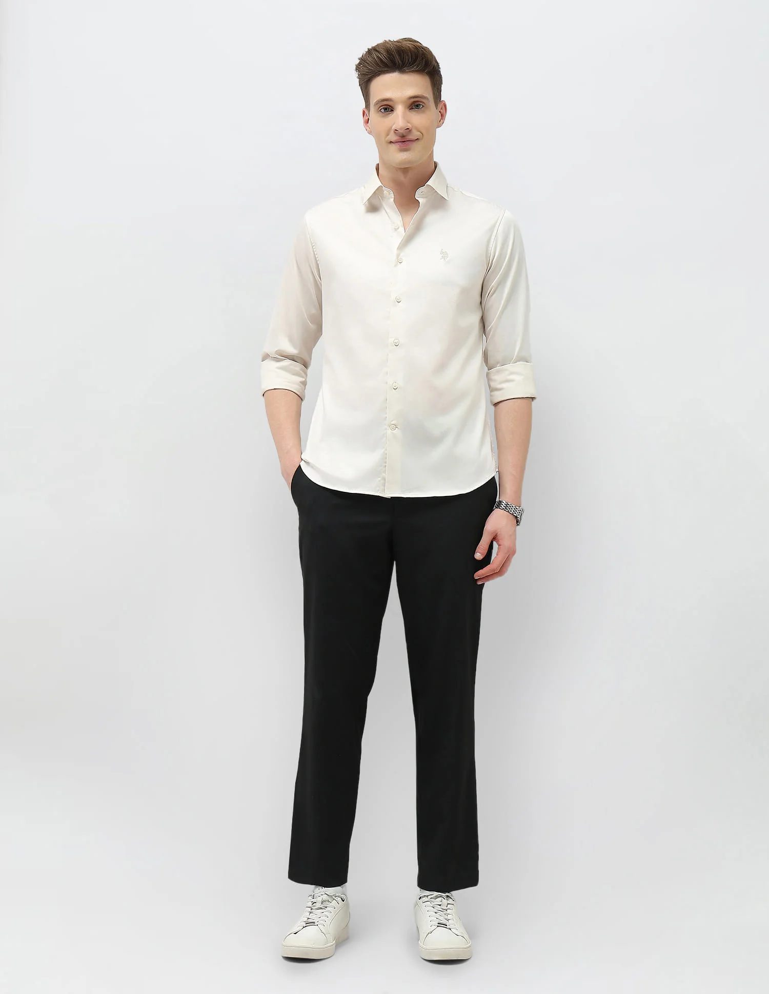 Solid Tailored Fit Shirt - Image 3