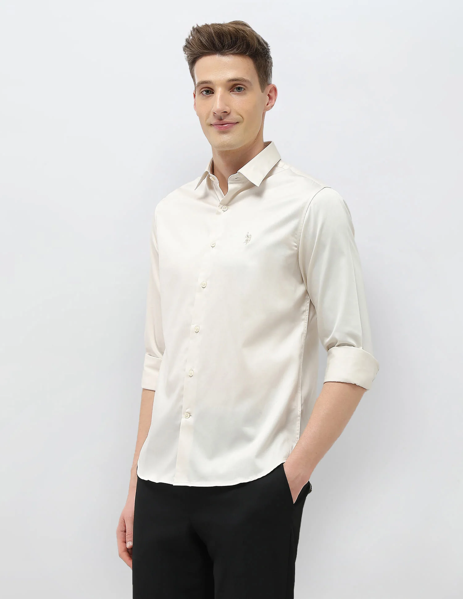 Solid Tailored Fit Shirt - Image 4