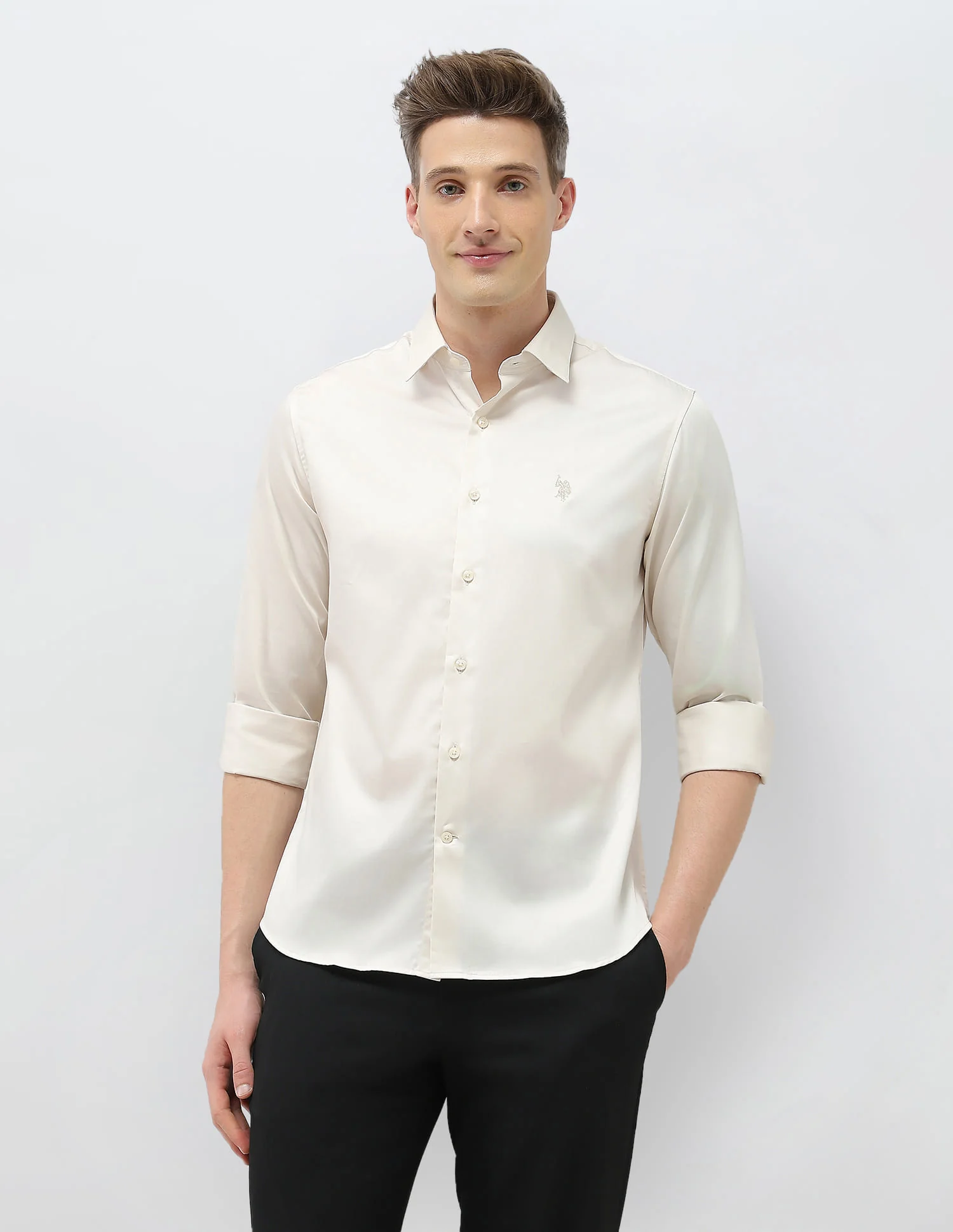 Solid Tailored Fit Shirt - Image 6
