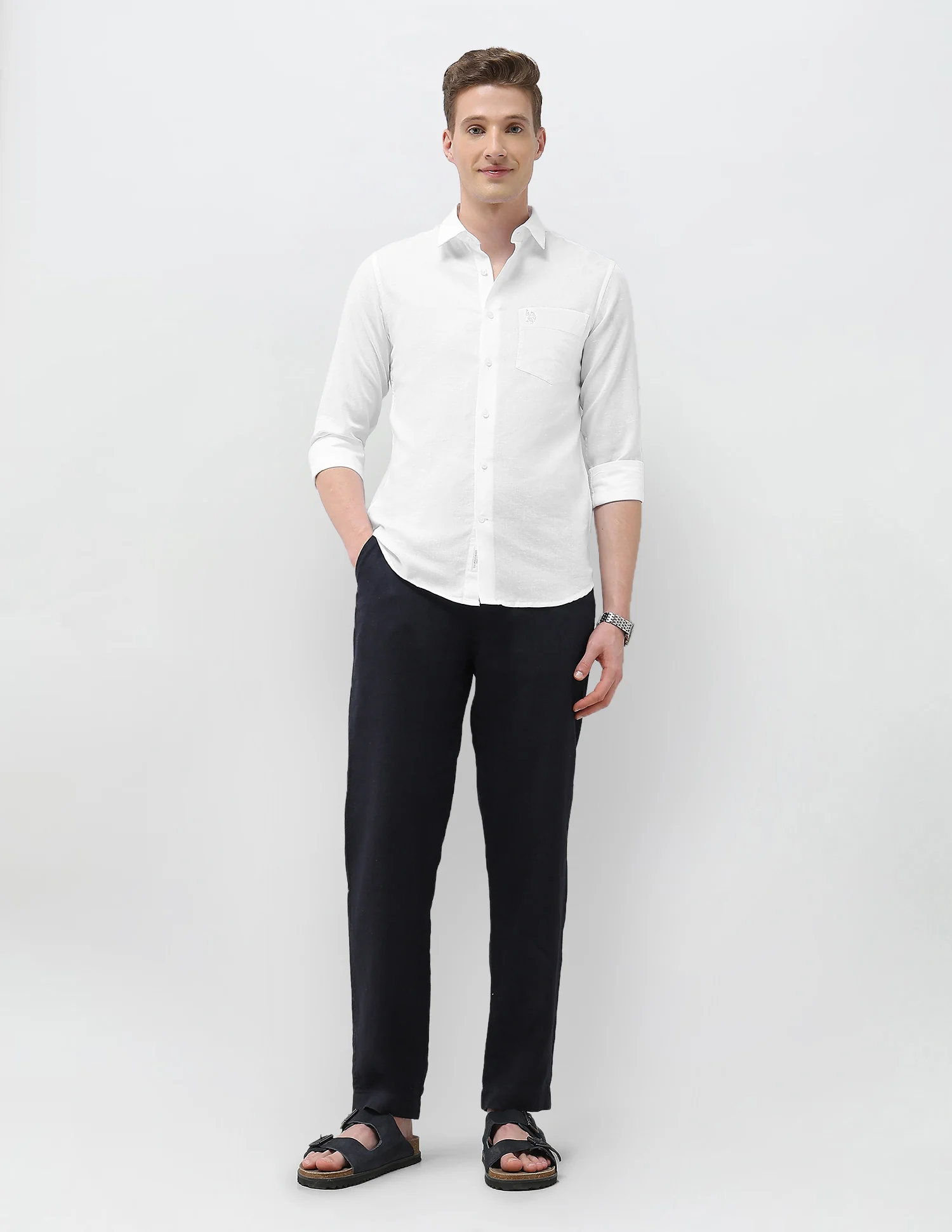 Solid Tailored Fit Shirt - Image 3