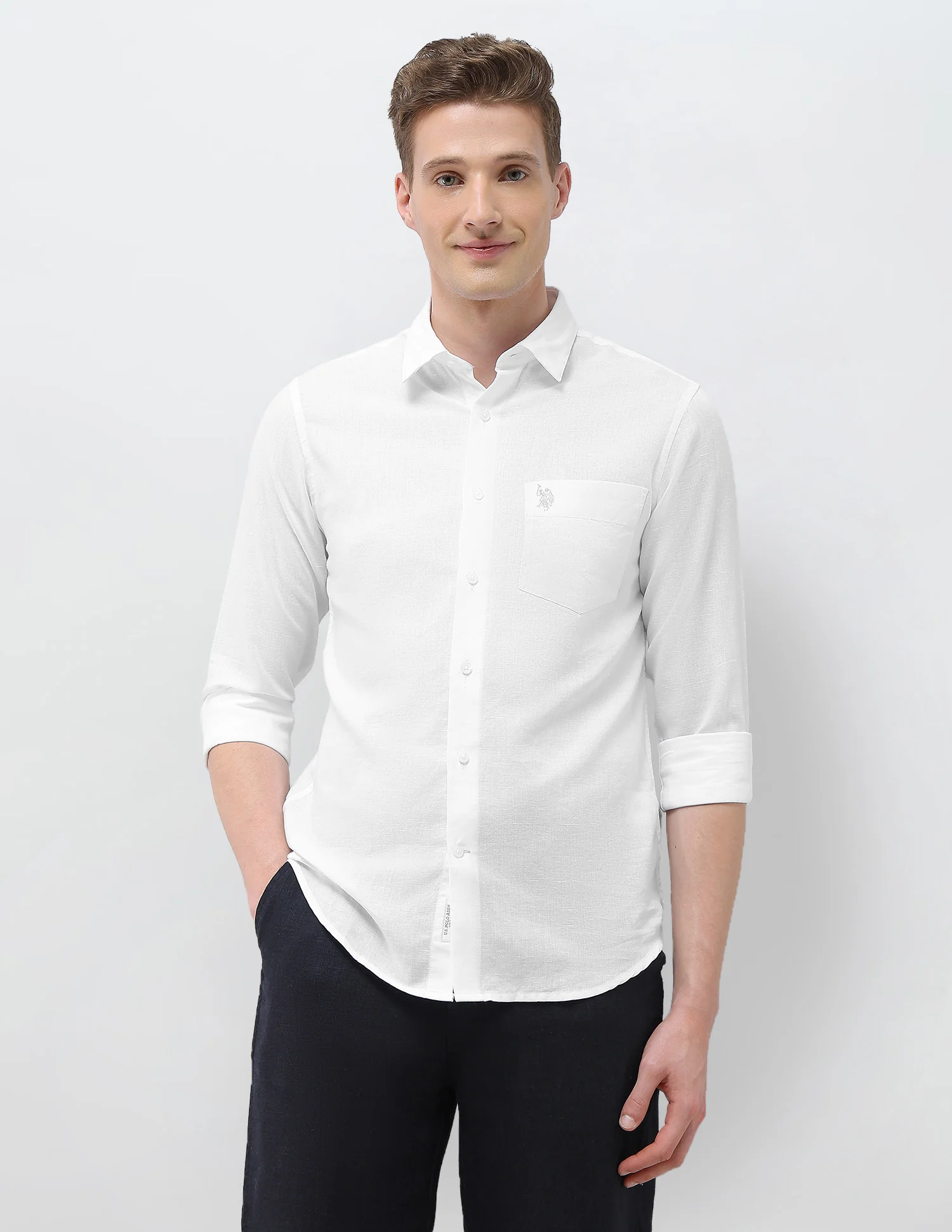 Solid Tailored Fit Shirt - Image 6